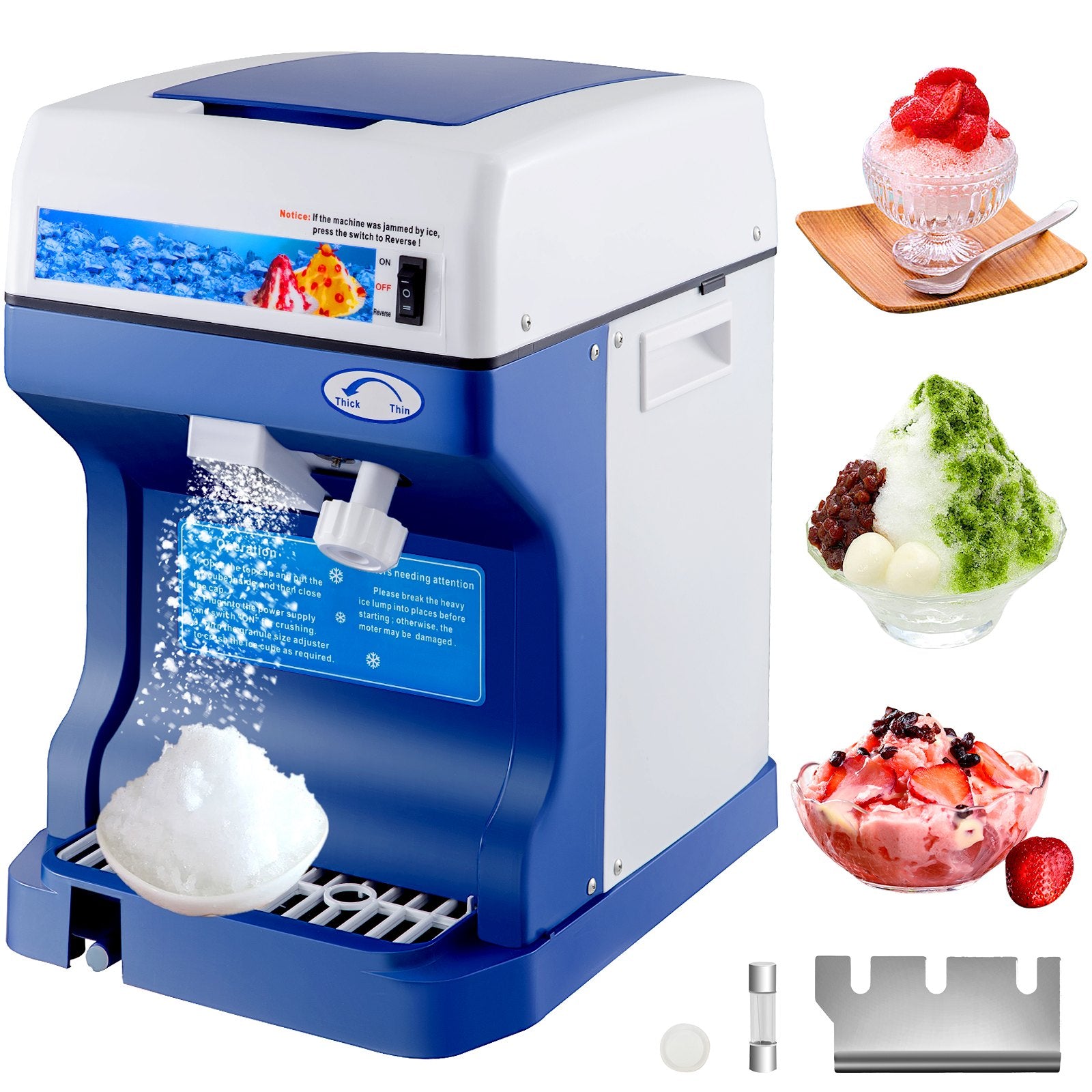 Ice Shaver 265LBS/Hour Snow Cone Frozen Ice Shaving Slushie Dessert Maker Stainless Steel Food Grade for Kitchen Home Bars