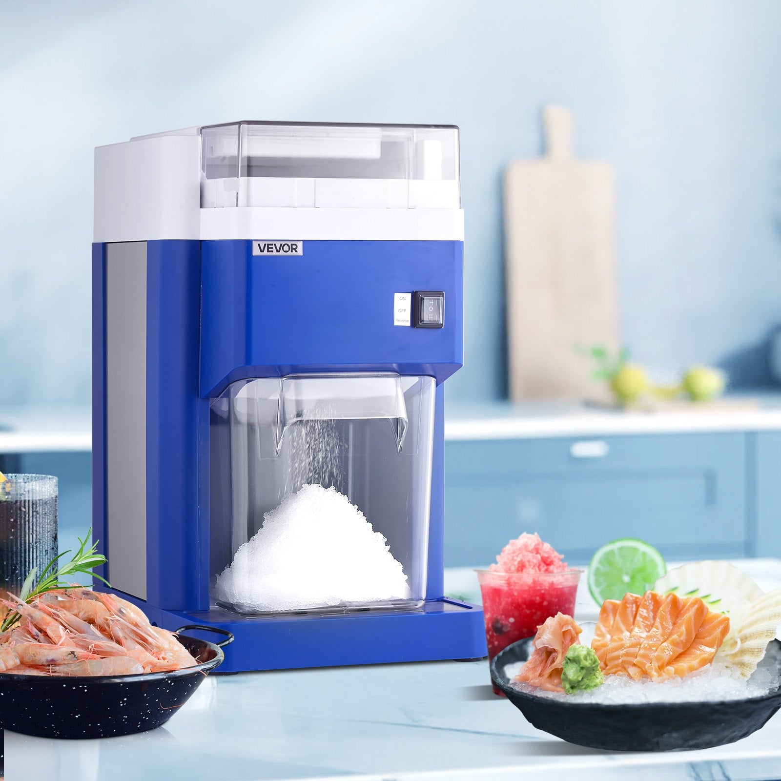 Commercial Ice Shaver Machine, 1.91QT /1.8L Large Electric Snow Cone Machine, Fine & Fluffy with 300W Motor, Stainless Steel Blades, Shaved Ice Maker for Dessert Shop Home Party Restaurant, Blue