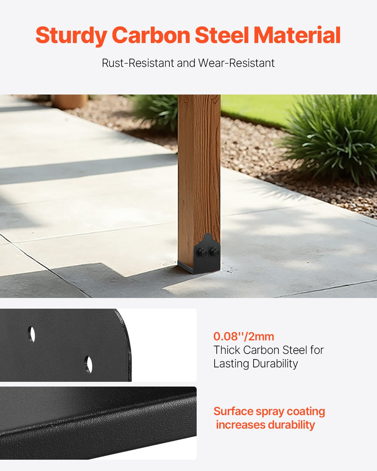 Pet Medical Collars: VEVOR 6x6 Post Base 2 Pcs, Inner Size 5.9x5.55 inch / 150x141 mm Post Brackets, Heavy Duty Carbon Steel Decking Posts, Wood Posts Brackets for Pavilion Deck Railing Support Deck Base Plate, Black