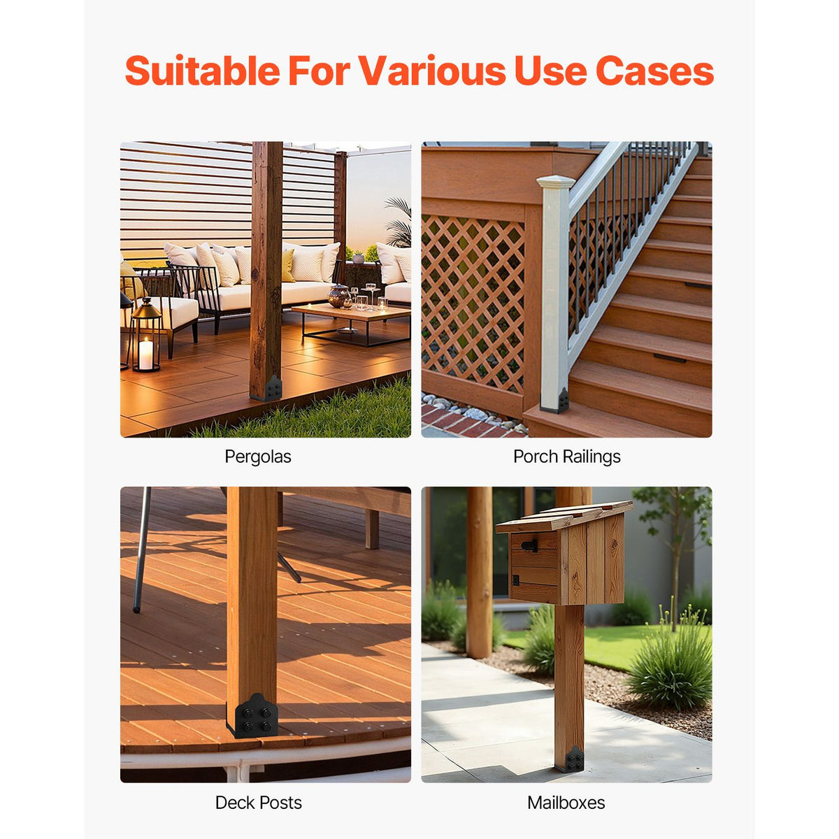 8x8 Post Base 2 Pcs, Inner Size 7.9x7.5 inch / 200x190 mm Post Brackets, Heavy Duty Carbon Steel Decking Posts, Wood Posts Brackets for Pavilion Deck Railing Support Deck Base Plate, Black