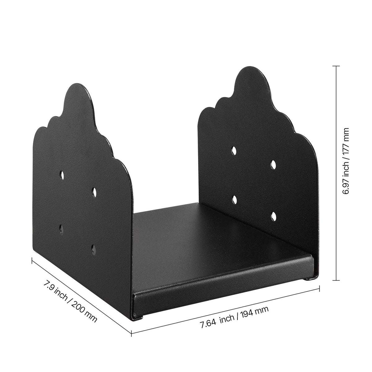 8x8 Post Base 2 Pcs, Inner Size 7.9x7.5 inch / 200x190 mm Post Brackets, Heavy Duty Carbon Steel Decking Posts, Wood Posts Brackets for Pavilion Deck Railing Support Deck Base Plate, Black