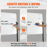 Building Toys: VEVOR 91.5x61cm Rolling Magnetic Whiteboard, Double-sided Mobile Whiteboard, Adjustable Height Dry Erase Board with Wheels, 1 Magnetic Erase & 3 Dry Erase Markers & Movable Tray Office, School