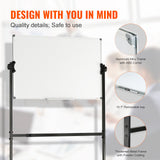 Building Toys: VEVOR 91.5x61cm Rolling Magnetic Whiteboard, Double-sided Mobile Whiteboard, Adjustable Height Dry Erase Board with Wheels, 1 Magnetic Erase & 3 Dry Erase Markers & Movable Tray Office, School