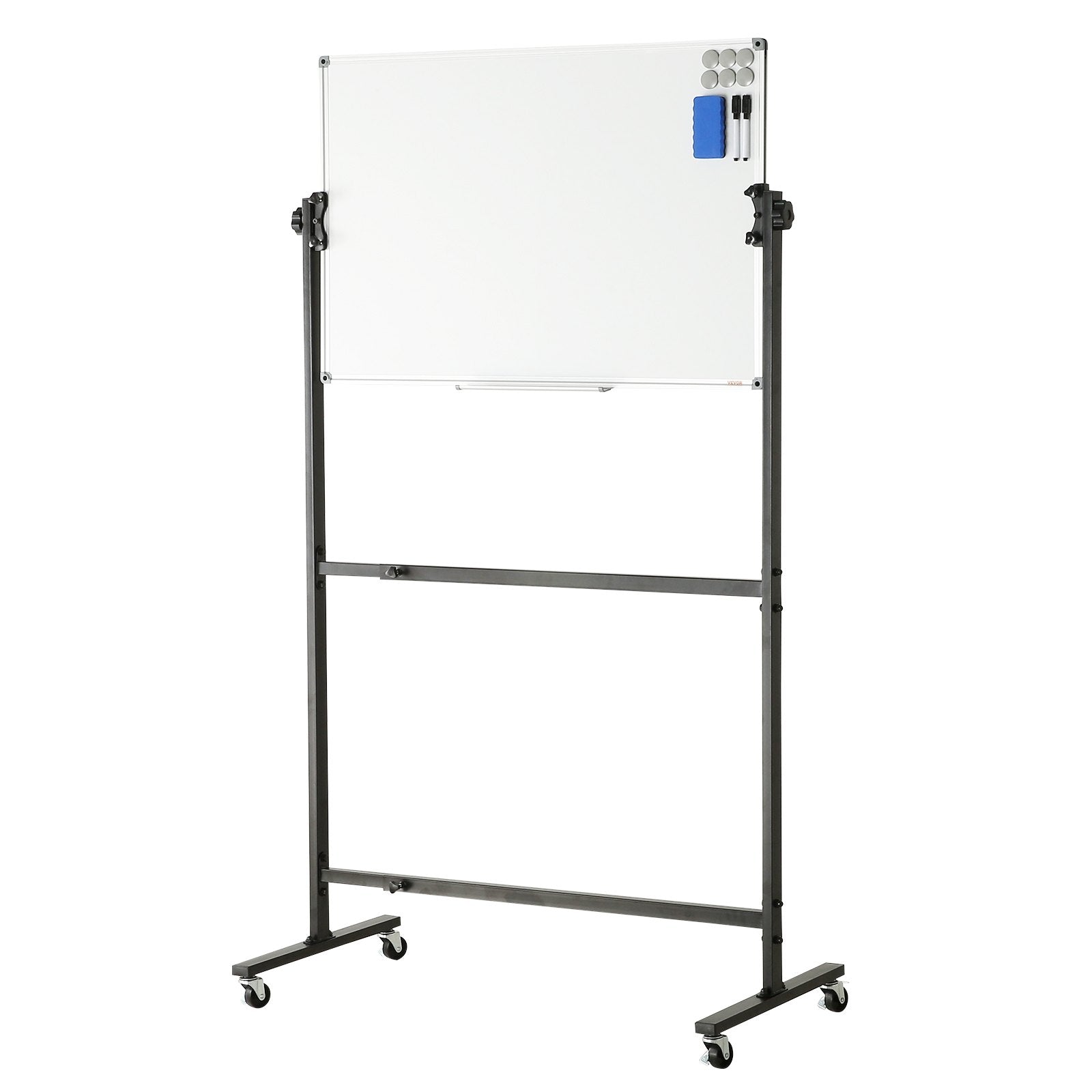 Building Toys: VEVOR 91.5x61cm Rolling Magnetic Whiteboard, Double-sided Mobile Whiteboard, Adjustable Height Dry Erase Board with Wheels, 1 Magnetic Erase & 3 Dry Erase Markers & Movable Tray Office, School