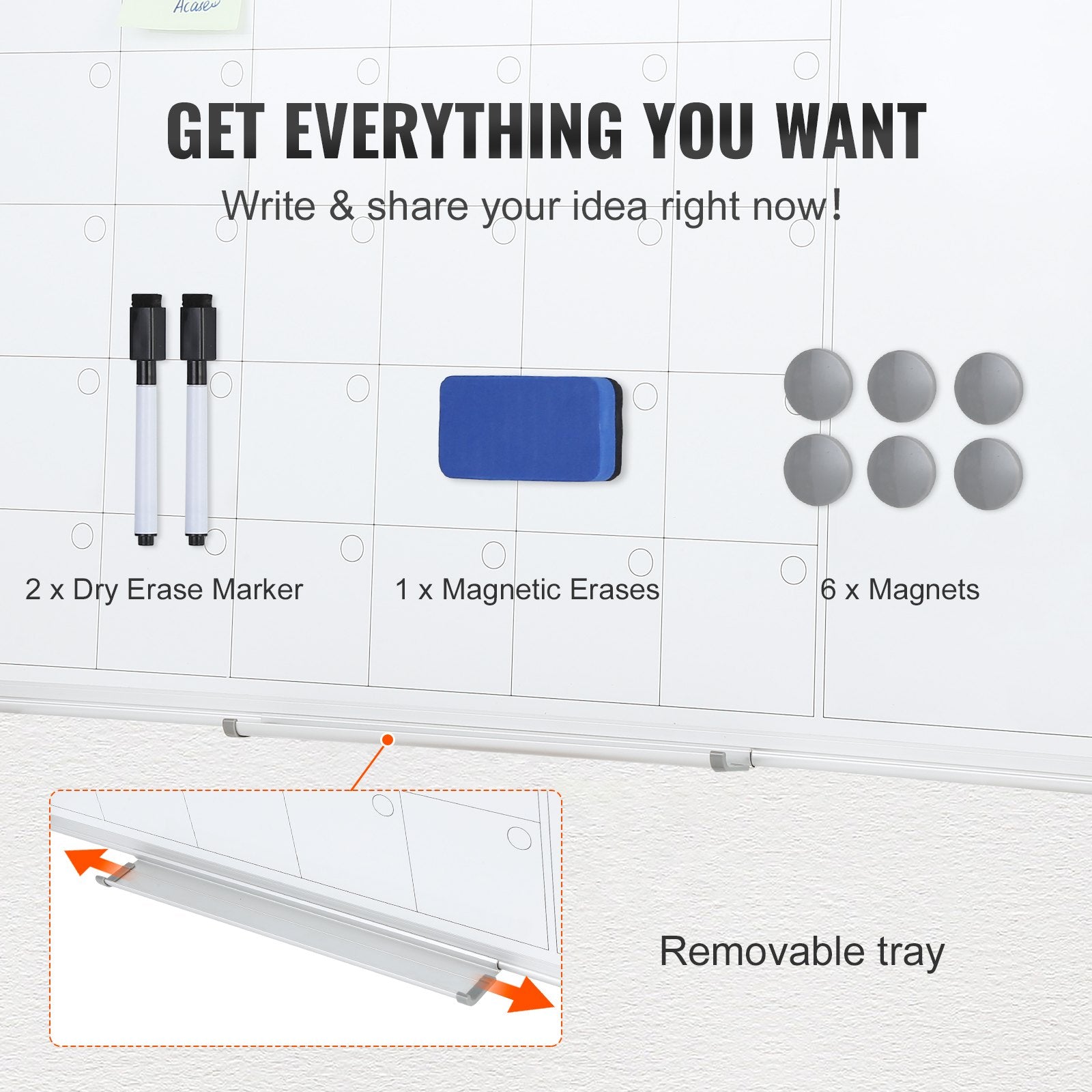 Desks: VEVOR Magnetic Whiteboard Dry Erase Board 36" x 24" Wall Mounted for Office