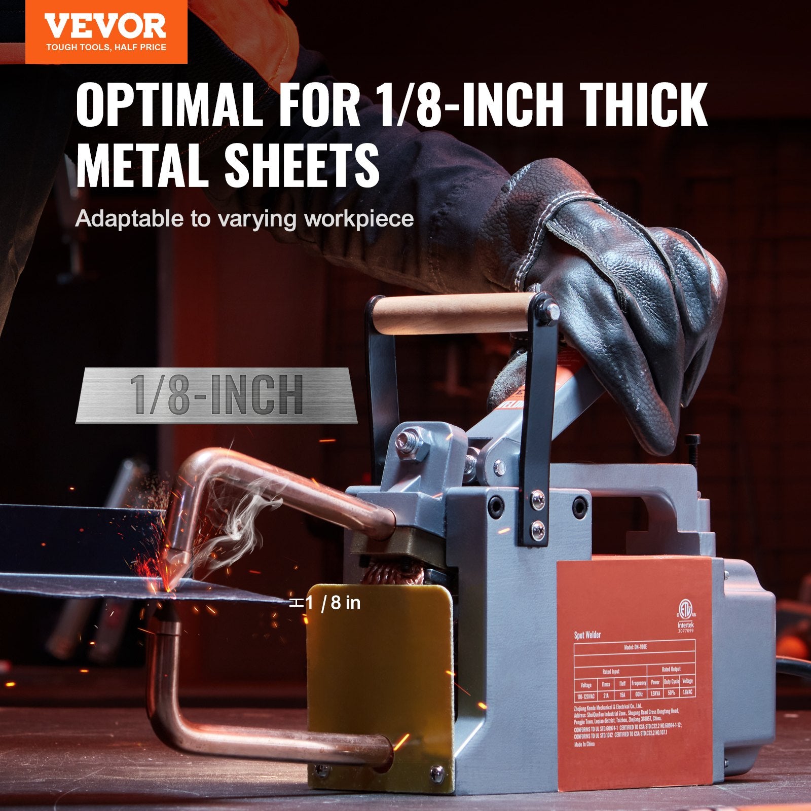 Tool Sockets: VEVOR Portable Spot Welder, 1/8-inch Thick Spot Welder Machine with 8KVA Input Capacity, Handheld Welding Tip Gun Metal Sheet Spot Welding Machine for Carbon Steel, Aluminum Sheet