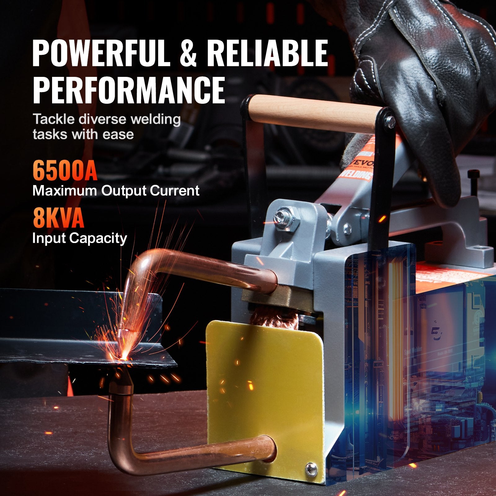 Tool Sockets: VEVOR Portable Spot Welder, 1/8-inch Thick Spot Welder Machine with 8KVA Input Capacity, Handheld Welding Tip Gun Metal Sheet Spot Welding Machine for Carbon Steel, Aluminum Sheet