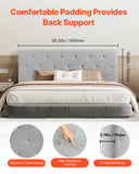 Beds & Bed Frames: VEVOR Headboard, Full Size Headboard with Adjustable Height, Comfortable Diamond Tufted for Full Size Bed, W 56.3 x H（35.6-47.4）inches, Ideal for Bedroom, Hotel, Homestay, Dormitory, Light Grey