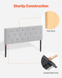 Beds & Bed Frames: VEVOR Headboard, Full Size Headboard with Adjustable Height, Comfortable Diamond Tufted for Full Size Bed, W 56.3 x H（35.6-47.4）inches, Ideal for Bedroom, Hotel, Homestay, Dormitory, Light Grey