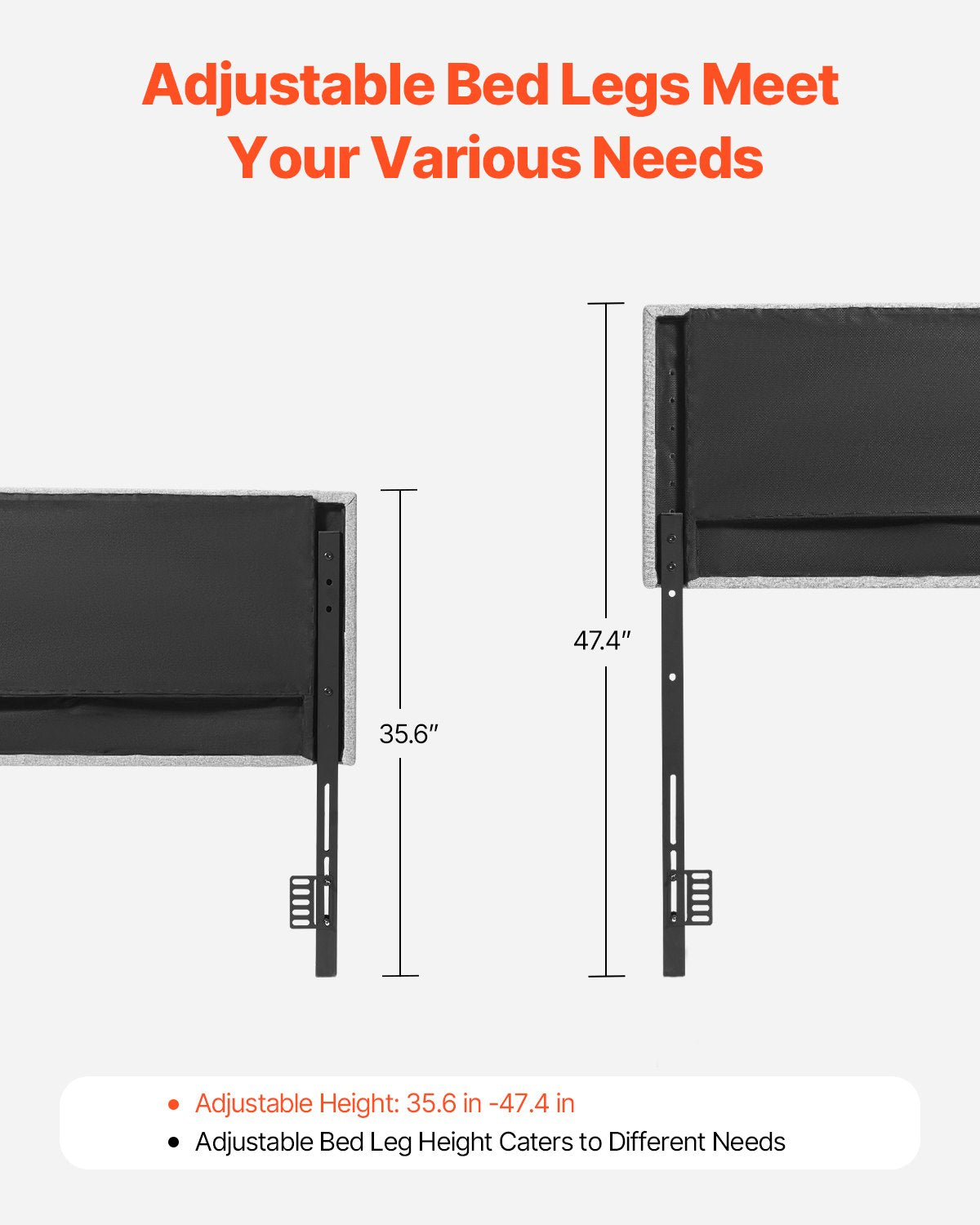 Beds & Bed Frames: VEVOR Headboard, Full Size Headboard with Adjustable Height, Comfortable Diamond Tufted for Full Size Bed, W 56.3 x H（35.6-47.4）inches, Ideal for Bedroom, Hotel, Homestay, Dormitory, Light Grey