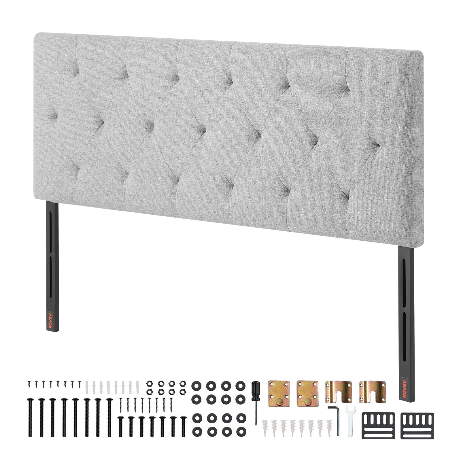 Beds & Bed Frames: VEVOR Headboard, Full Size Headboard with Adjustable Height, Comfortable Diamond Tufted for Full Size Bed, W 56.3 x H（35.6-47.4）inches, Ideal for Bedroom, Hotel, Homestay, Dormitory, Light Grey
