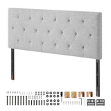 Beds & Bed Frames: VEVOR Headboard, Full Size Headboard with Adjustable Height, Comfortable Diamond Tufted for Full Size Bed, W 56.3 x H（35.6-47.4）inches, Ideal for Bedroom, Hotel, Homestay, Dormitory, Light Grey