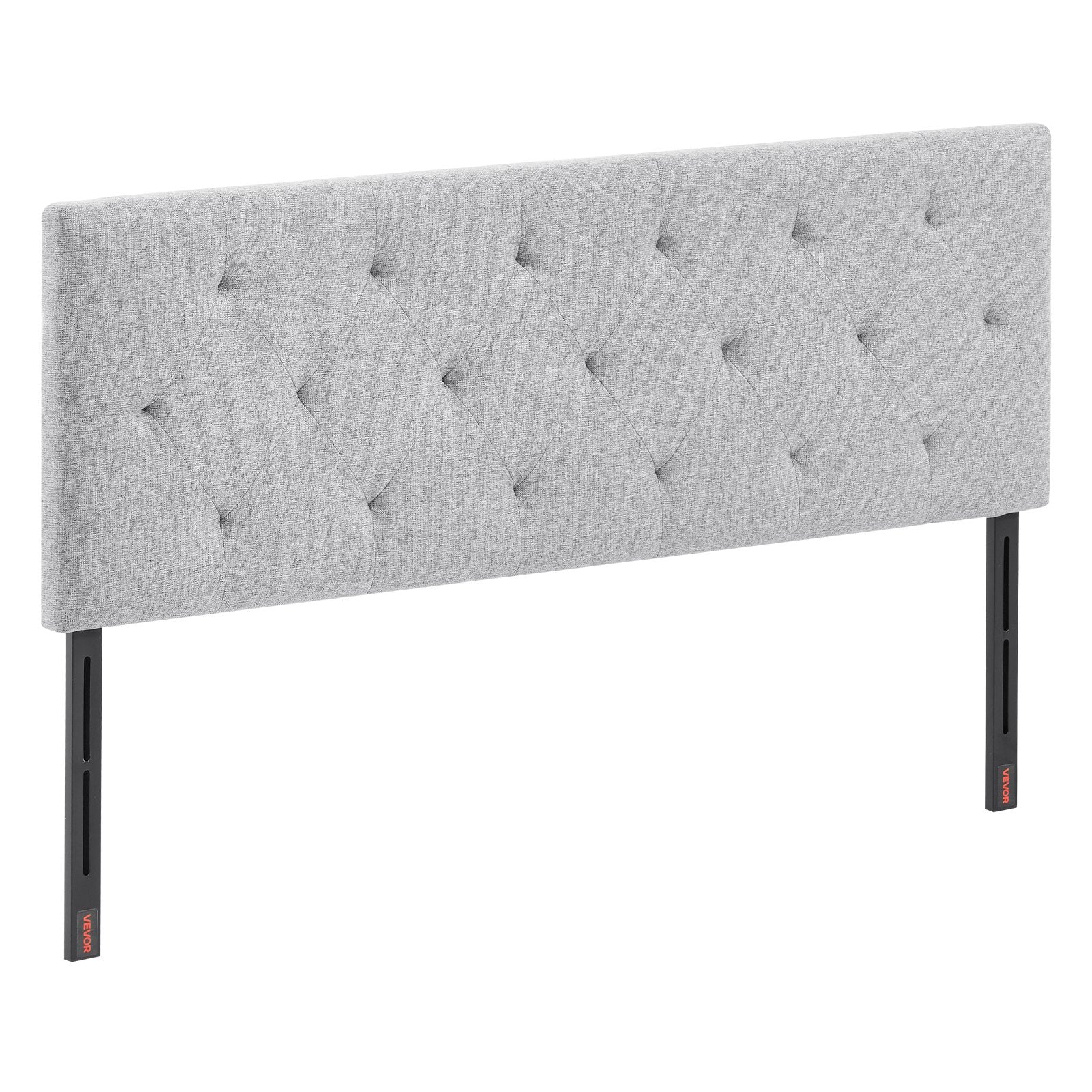 Beds & Bed Frames: VEVOR Headboard, Full Size Headboard with Adjustable Height, Comfortable Diamond Tufted for Full Size Bed, W 56.3 x H（35.6-47.4）inches, Ideal for Bedroom, Hotel, Homestay, Dormitory, Light Grey