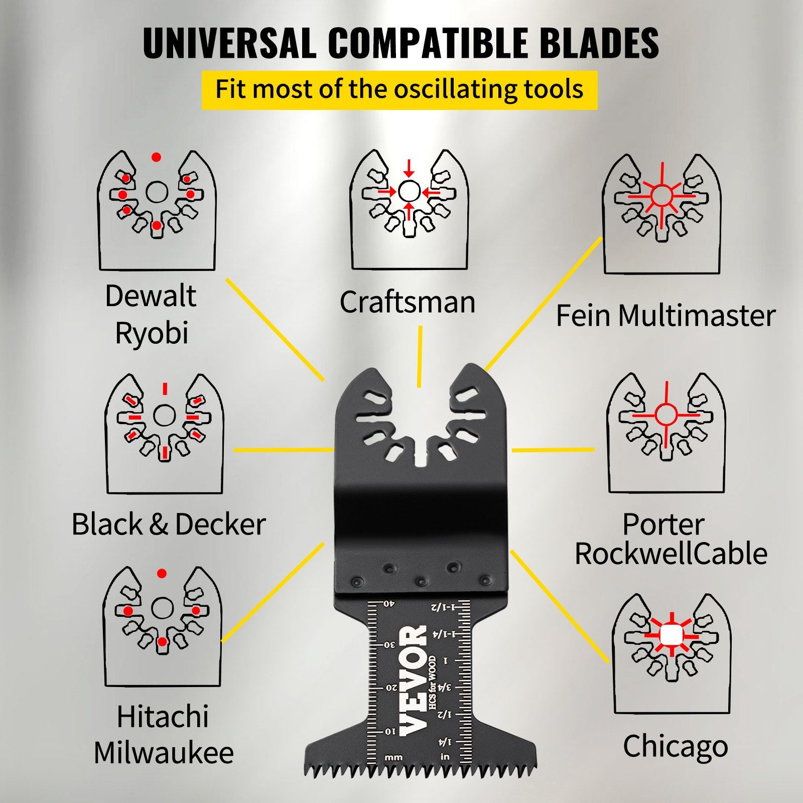 Tool Blades: VEVOR Oscillating Multi Tool Saw Blades Multi Tool Blades 50PCS for Wood Metal