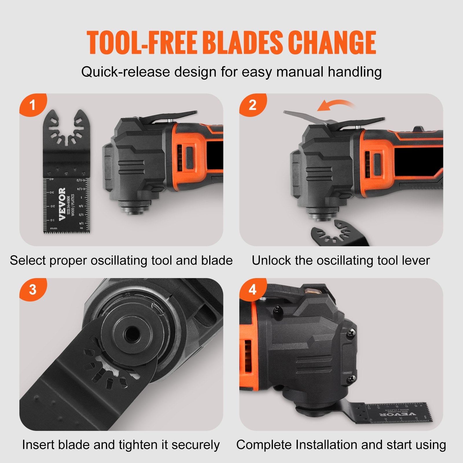 Saw Accessories: VEVOR 50PCS Oscillating Saw Blades, Universal Quick Release Oscillating Saw Blades, Multitool Tool Blades for Wood Plastic Aluminum, Fit Dewalt Bosch Milwaukee Hitachi Chicago Craftsman