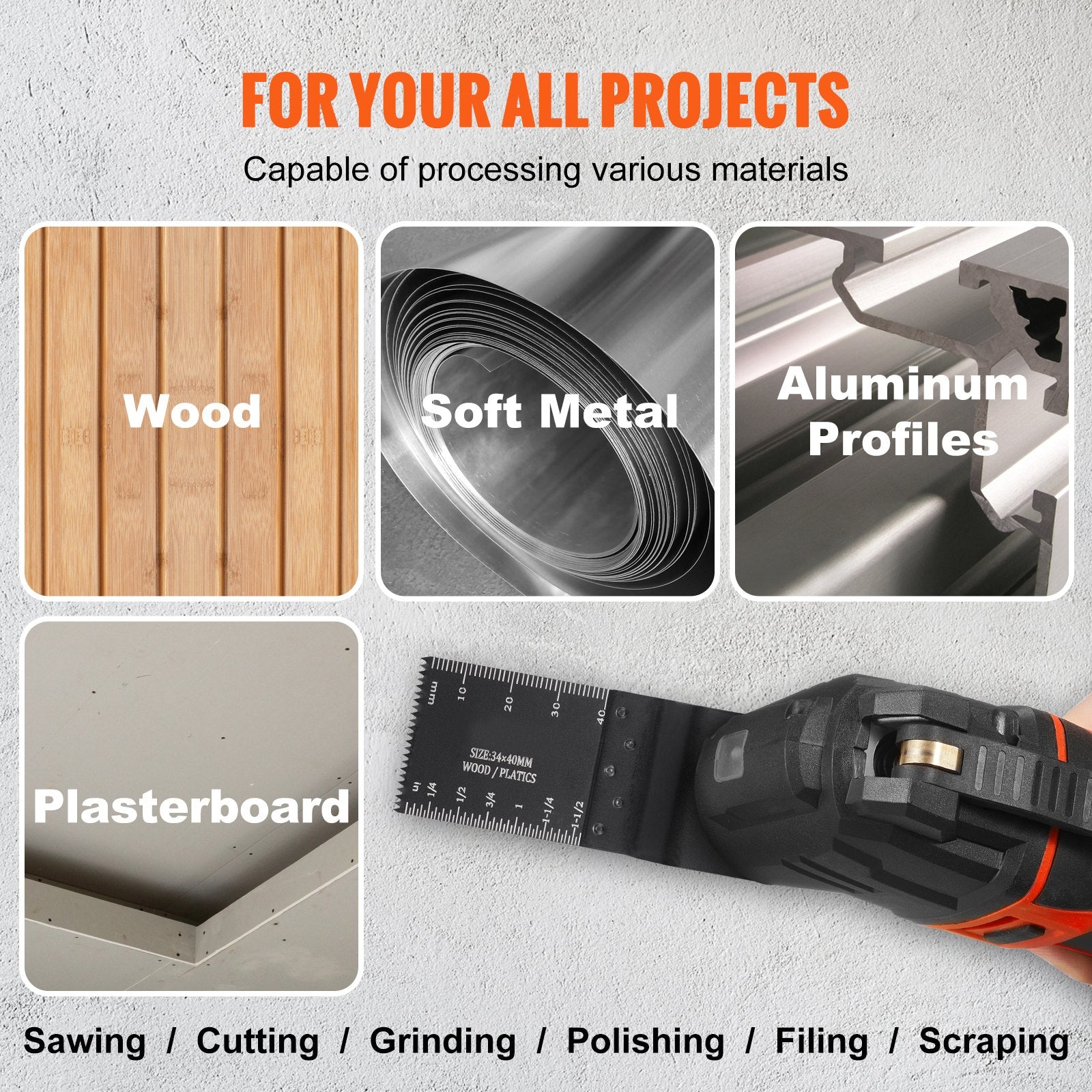 Saw Accessories: VEVOR 50PCS Oscillating Saw Blades, Universal Quick Release Oscillating Saw Blades, Multitool Tool Blades for Wood Plastic Aluminum, Fit Dewalt Bosch Milwaukee Hitachi Chicago Craftsman