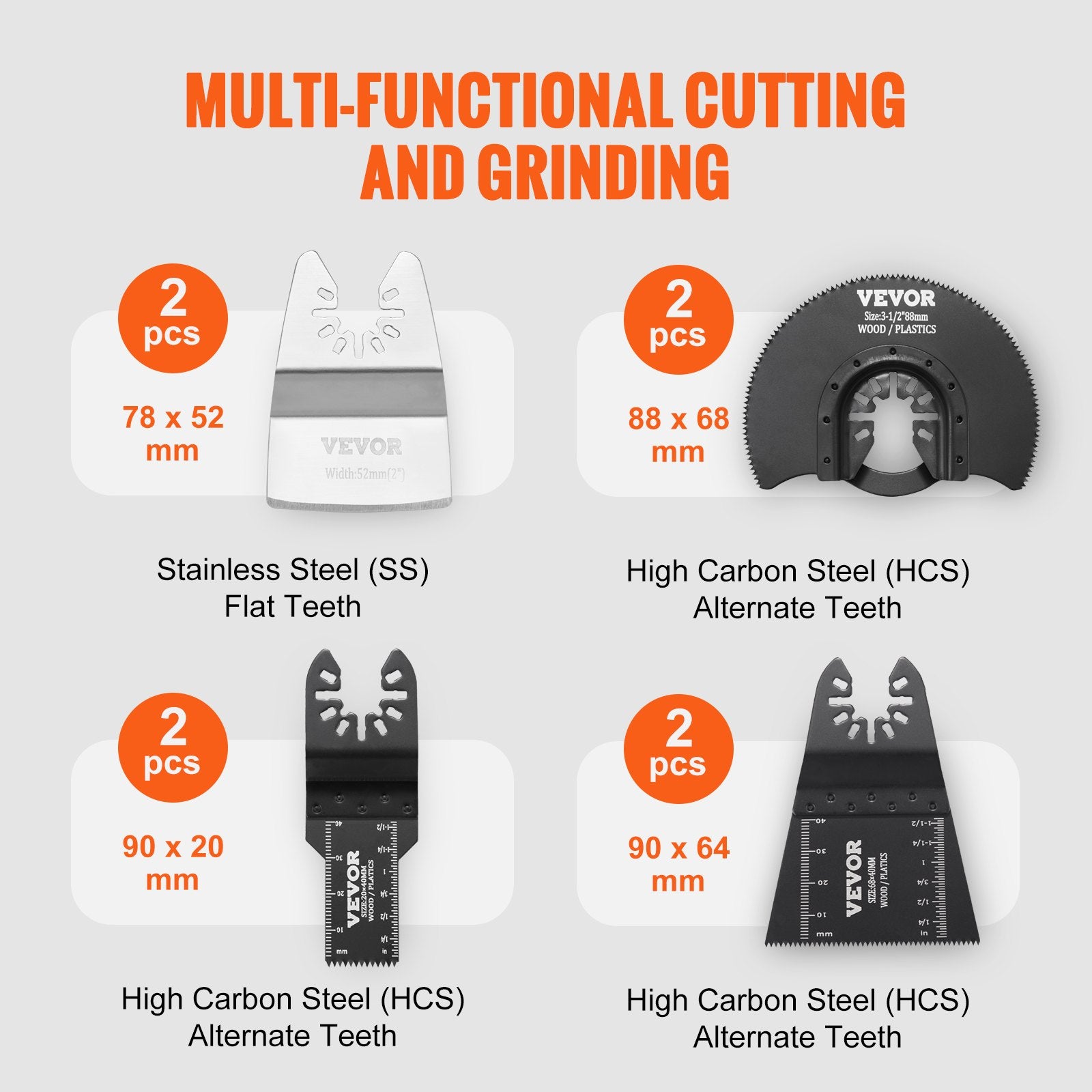 Saw Accessories: VEVOR 30PCS Multi Tool Blades Kits, Universal Quick Release Oscillating Saw Blades, 8 Types Wood Metal Plastic Oscillating Tool Blades, Fit Dewalt Bosch Milwaukee Hitachi Chicago Craftsman