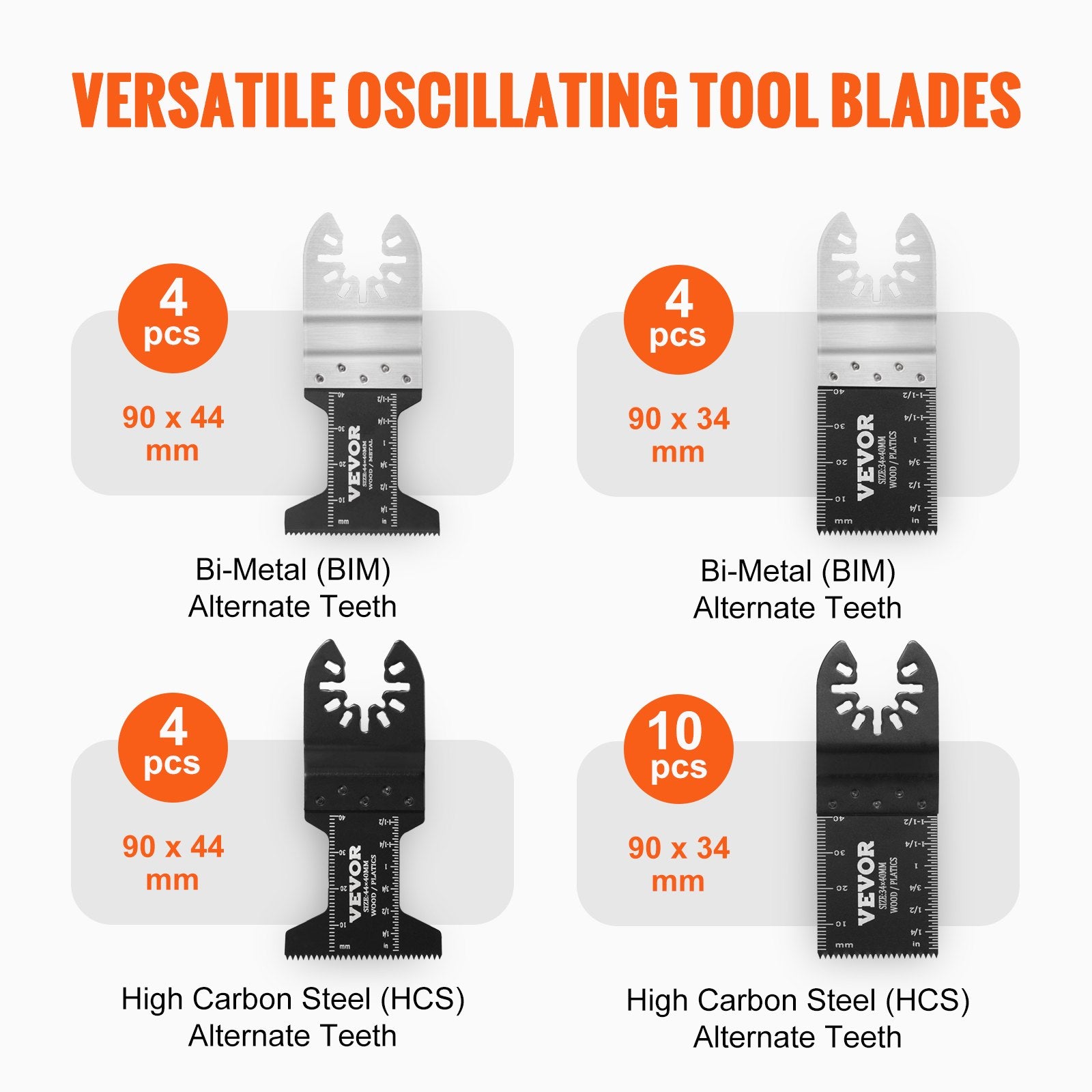 Saw Accessories: VEVOR 30PCS Multi Tool Blades Kits, Universal Quick Release Oscillating Saw Blades, 8 Types Wood Metal Plastic Oscillating Tool Blades, Fit Dewalt Bosch Milwaukee Hitachi Chicago Craftsman