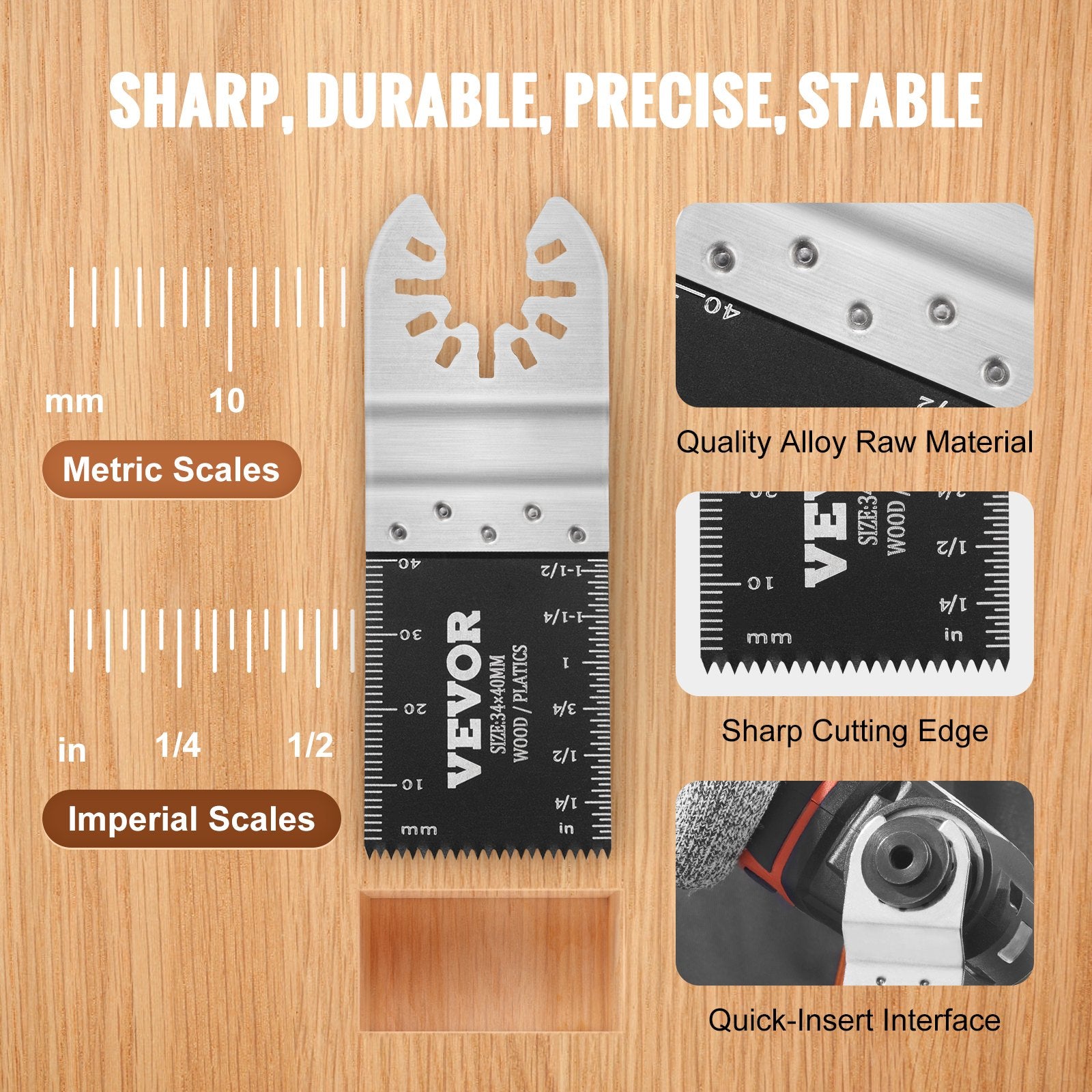 Saw Accessories: VEVOR 30PCS Multi Tool Blades Kits, Universal Quick Release Oscillating Saw Blades, 8 Types Wood Metal Plastic Oscillating Tool Blades, Fit Dewalt Bosch Milwaukee Hitachi Chicago Craftsman