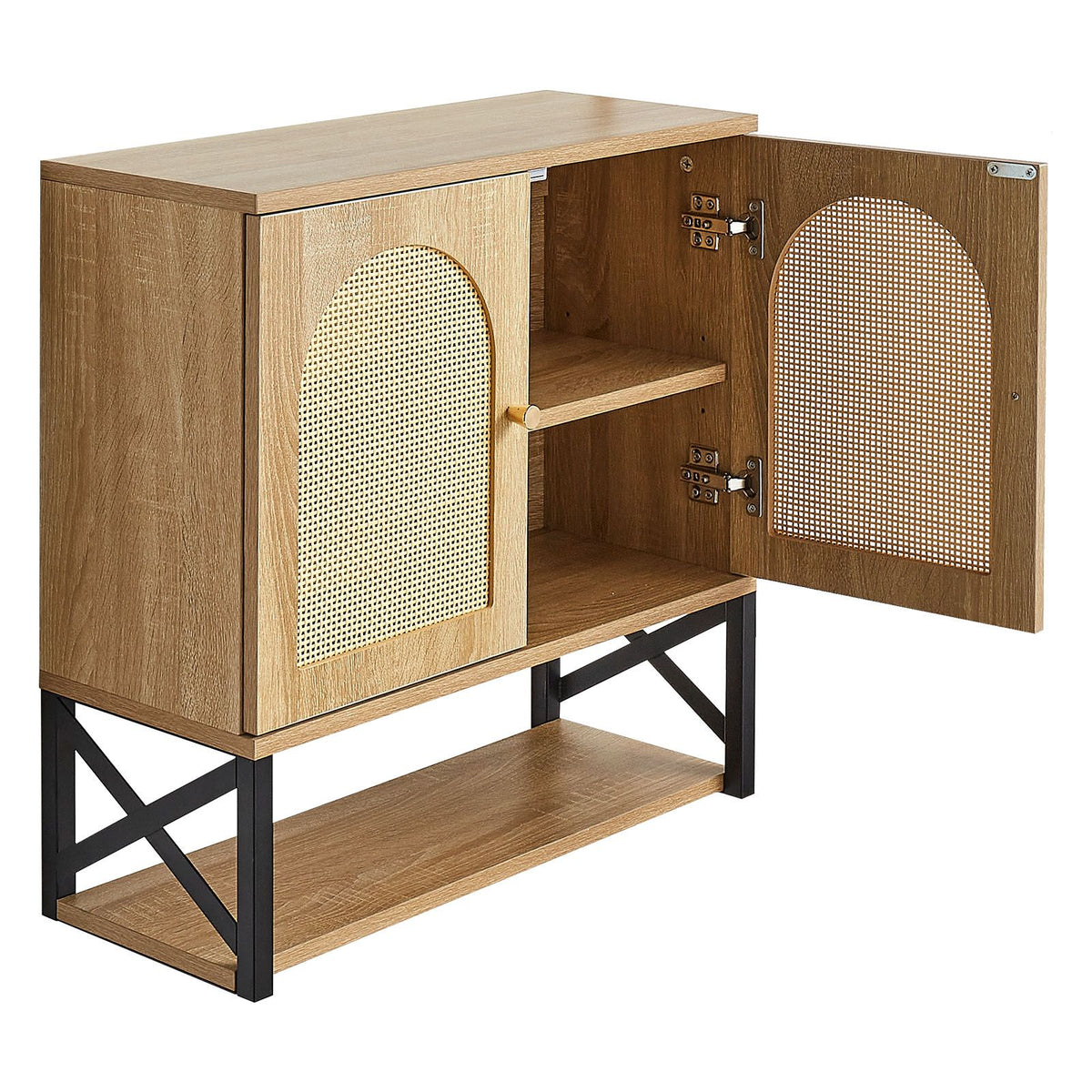 Bathroom Wall Cabinet, with 2 Doors and Adjustable Shelf, Over the Toilet Storage Medicine Cabinet Wall Mounted, Hanging Organizer with Shelves & Open Partition for Laundry Room Kitchen Restroom