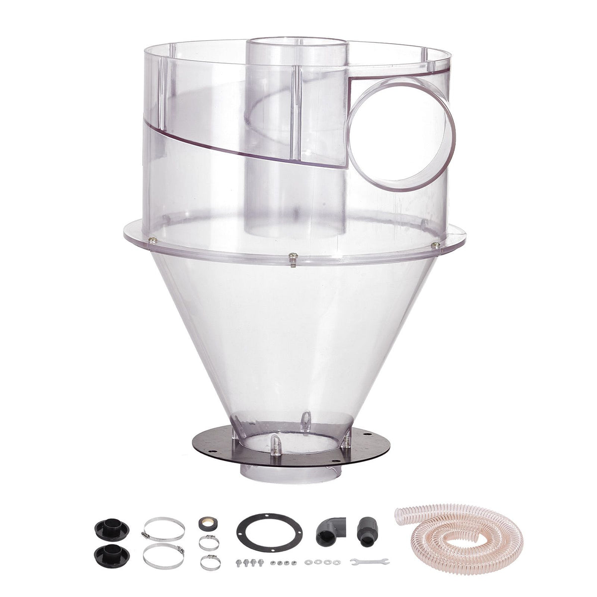 Cyclone Dust Separator, 4" Retrofit Cyclone Separator for Dust Collectors, ABS Dust Deputy With 2" Hole O.D. Connector & Hose for Wet/Dry Shop Vacuums, Fits 18.9-37.85L Tank (Tank Exclude)