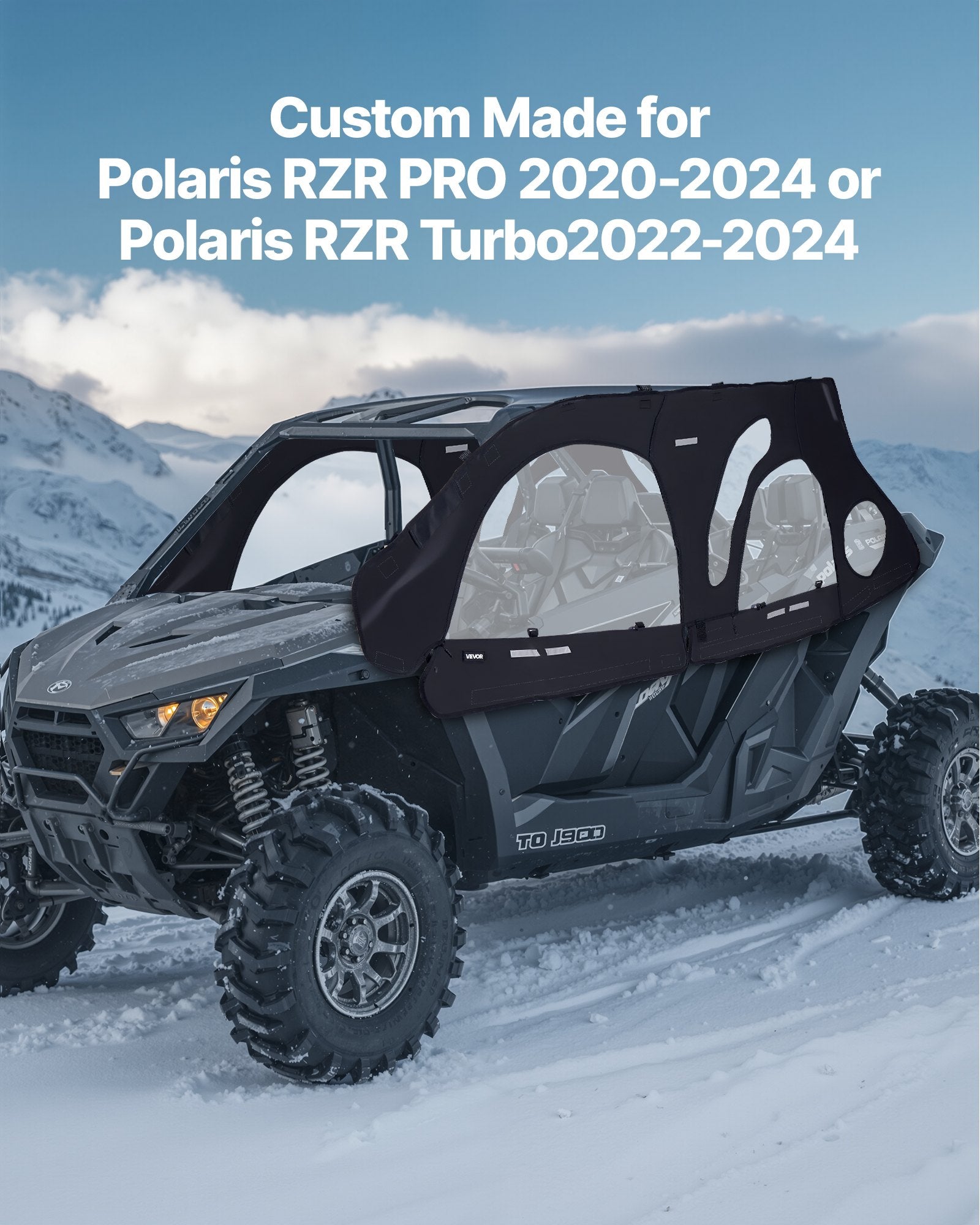 Spas & Accessories: VEVOR Cab Enclosure Upper Doors, Compatible with Polaris RZR PRO 2020-2024/Polaris RZR Turbo2022-2024, Soft Upper Doors, Upgraded Zipper UTV Soft Side Window Kit, Fit with Side Mirrors and Windshields