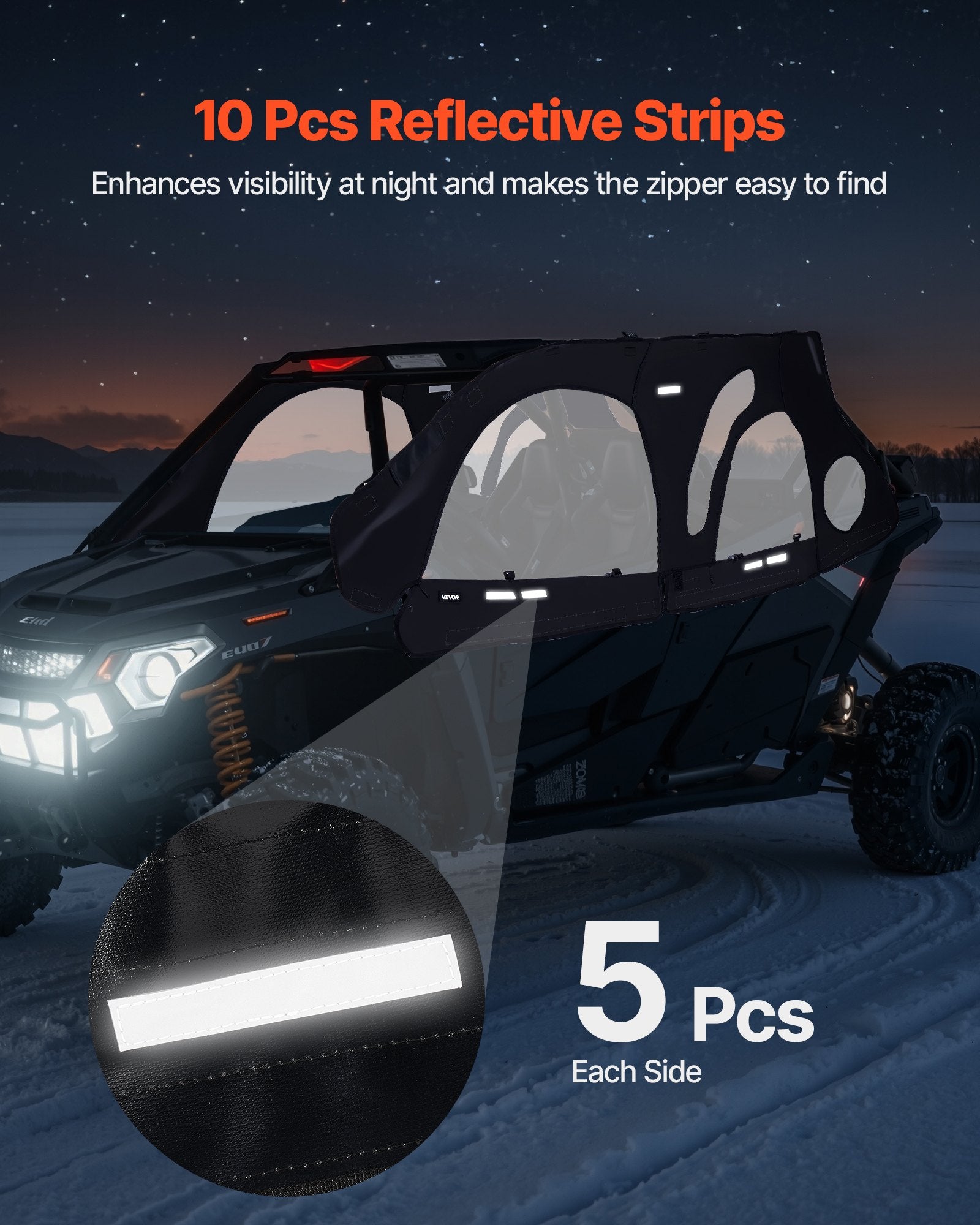 Spas & Accessories: VEVOR Cab Enclosure Upper Doors, Compatible with Polaris RZR PRO 2020-2024/Polaris RZR Turbo2022-2024, Soft Upper Doors, Upgraded Zipper UTV Soft Side Window Kit, Fit with Side Mirrors and Windshields