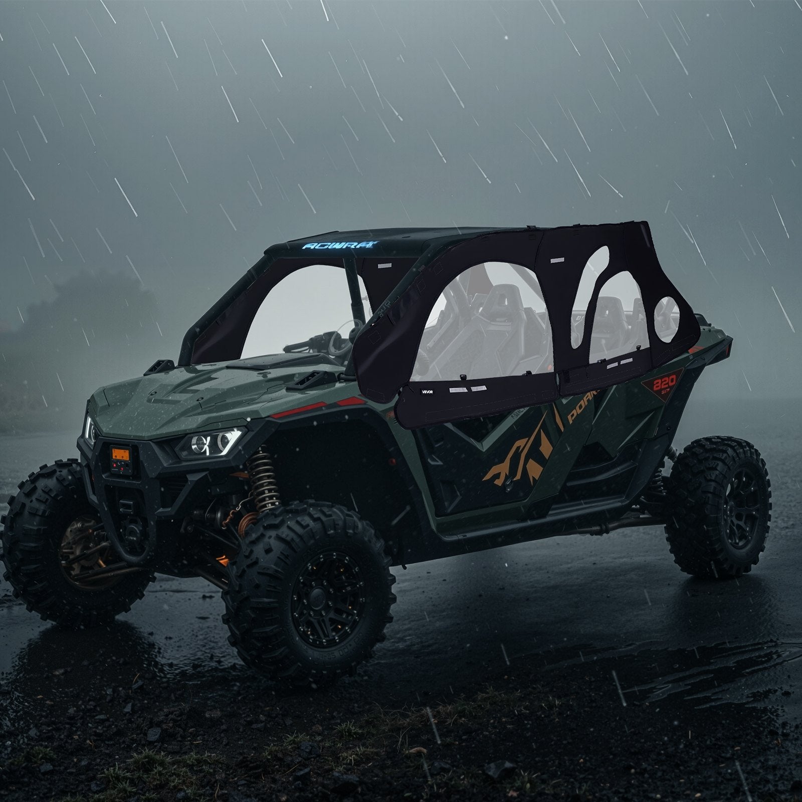 Spas & Accessories: VEVOR Cab Enclosure Upper Doors, Compatible with Polaris RZR PRO 2020-2024/Polaris RZR Turbo2022-2024, Soft Upper Doors, Upgraded Zipper UTV Soft Side Window Kit, Fit with Side Mirrors and Windshields