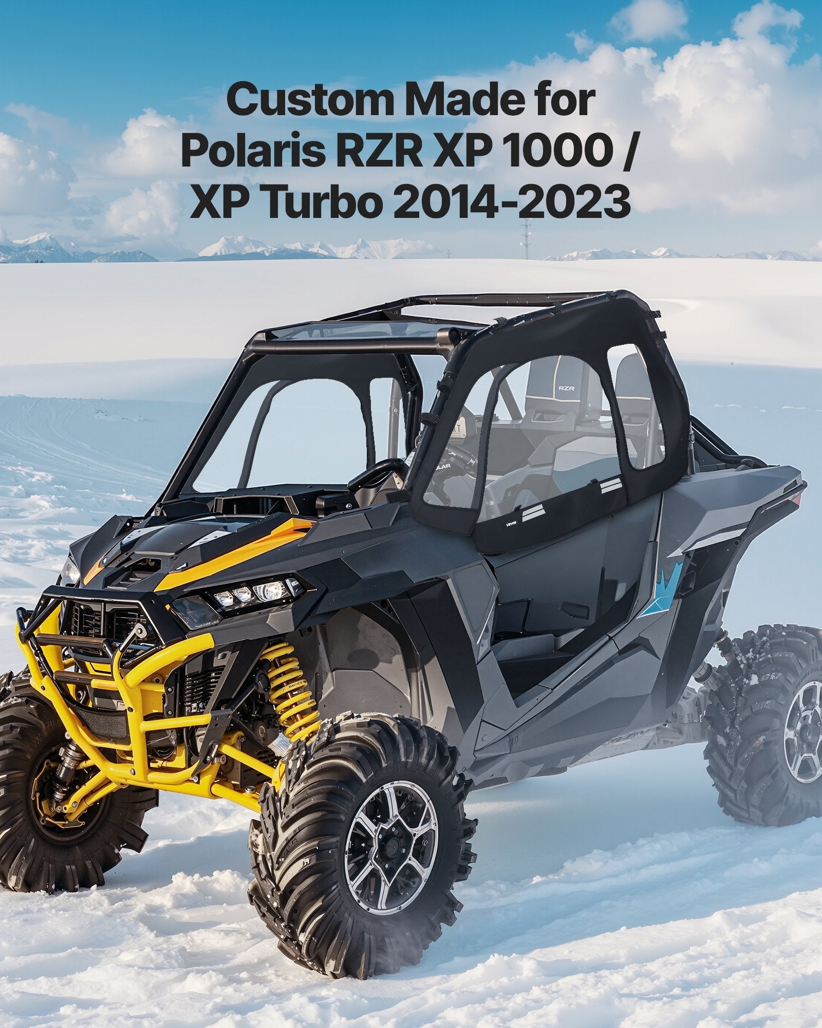 Spas & Accessories: VEVOR Cab Enclosure Upper Doors, Compatible with Polaris RZR XP 1000/XP Turbo 2014-2023, Soft Upper Doors, Windproof Upgraded Zipper UTV Soft Side Window Kit, Work with Side Mirrors and Windshields