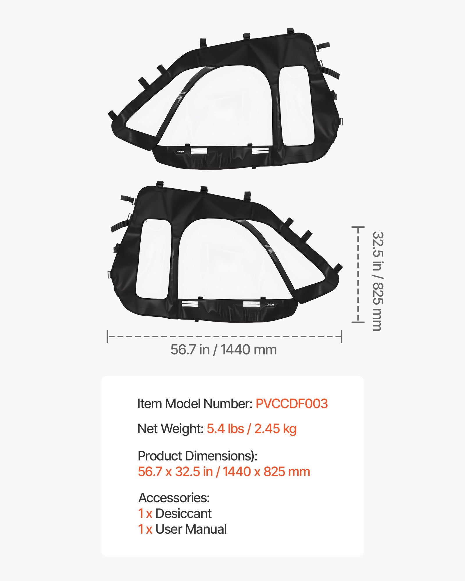 Spas & Accessories: VEVOR Cab Enclosure Upper Doors, Compatible with Polaris RZR XP 1000/XP Turbo 2014-2023, Soft Upper Doors, Windproof Upgraded Zipper UTV Soft Side Window Kit, Work with Side Mirrors and Windshields