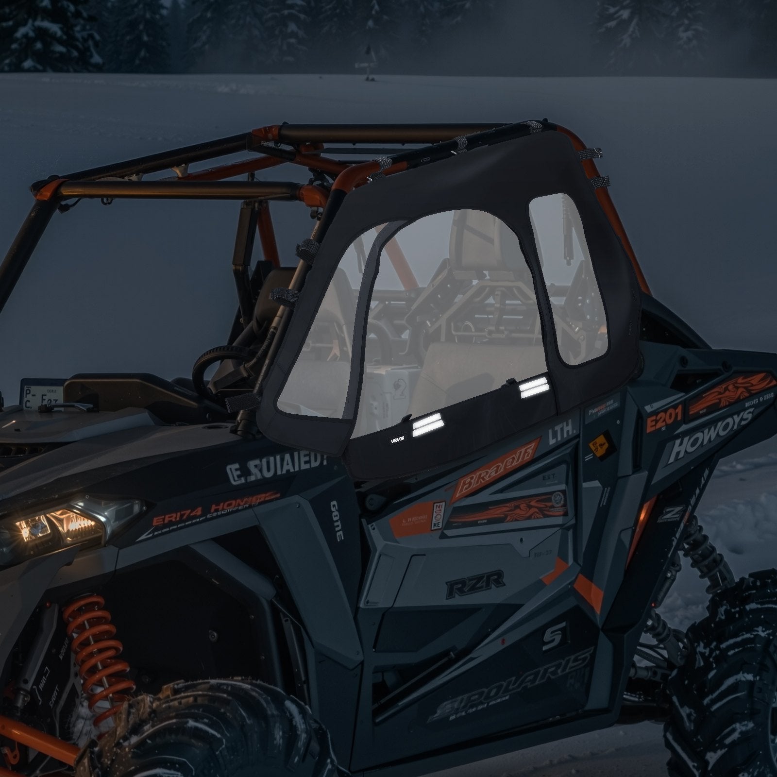 Spas & Accessories: VEVOR Cab Enclosure Upper Doors, Compatible with Polaris RZR XP 1000/XP Turbo 2014-2023, Soft Upper Doors, Windproof Upgraded Zipper UTV Soft Side Window Kit, Work with Side Mirrors and Windshields