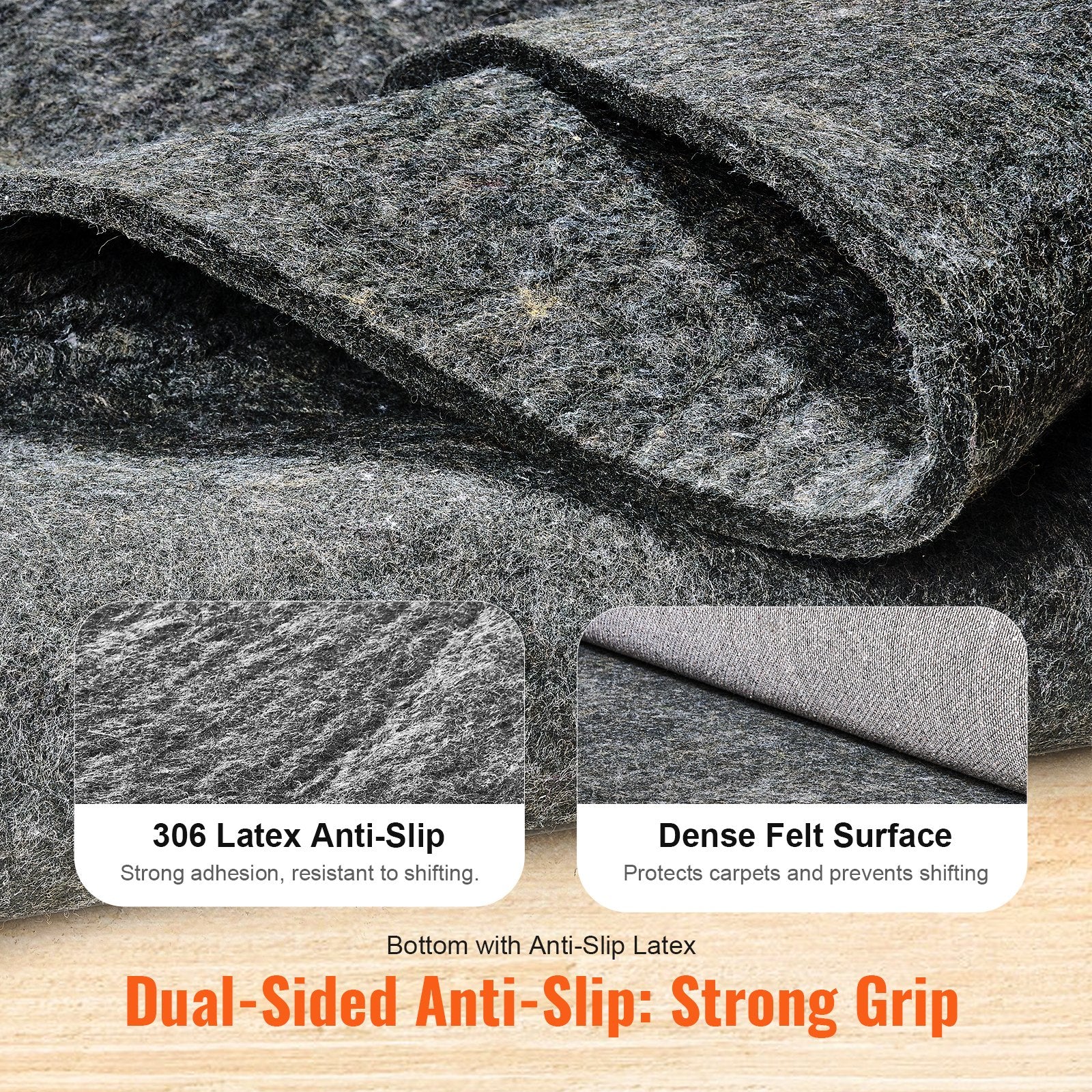 Floor Rugs: VEVOR Rug Pad Gripper 9' x 12' Protective Carpet Pad 0.47" Thick for All Floors