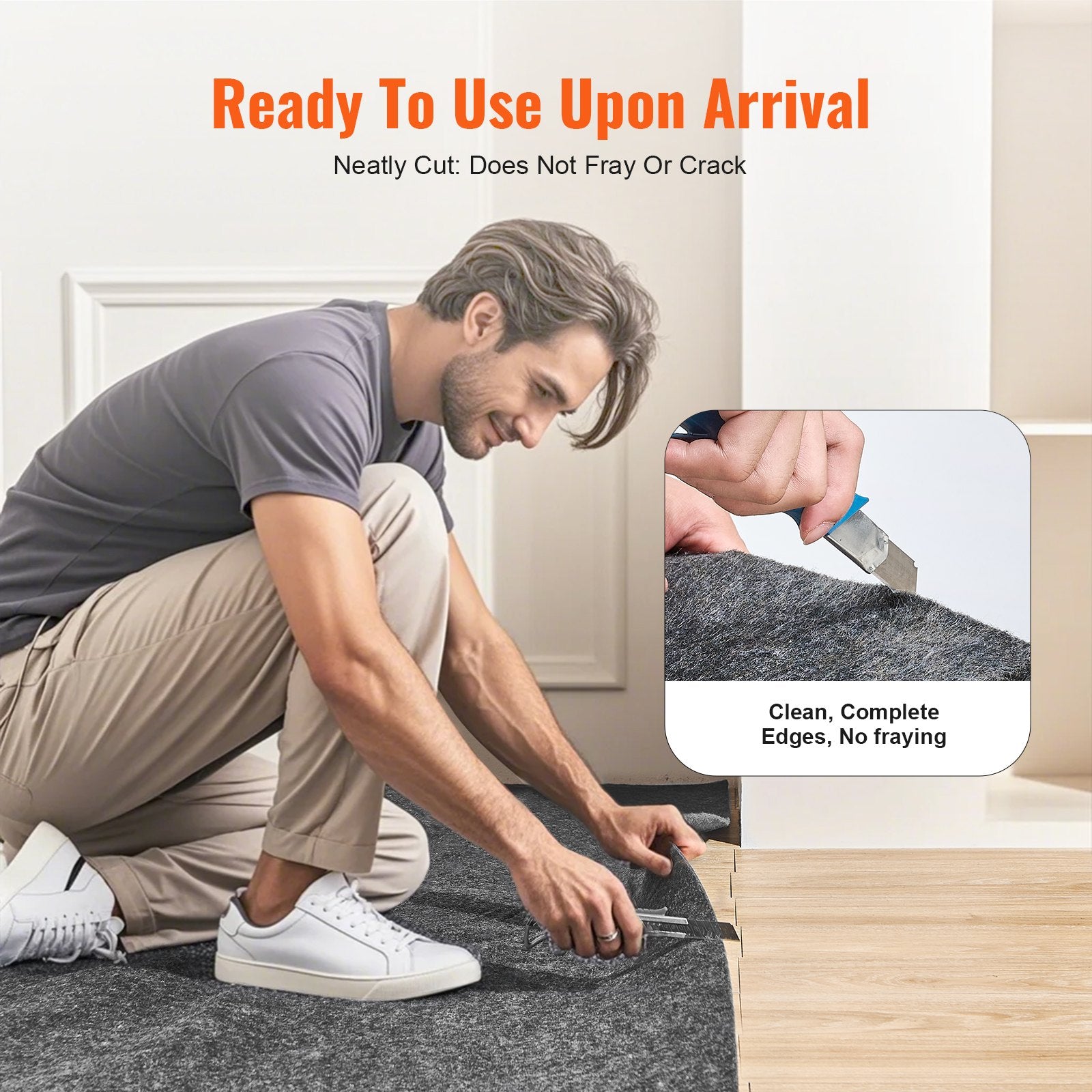 Women's Uggs & Slippers: VEVOR Rug Pad Without Slip Resistance, Protective Cushioning Carpet Pad, 8' x 10', 1/2"Thick, 100% Pure Polyester Felt, 7-8㎡ Premium Comfort Underfoot Carpet Padding Rug Cushion for All Floors, Gray