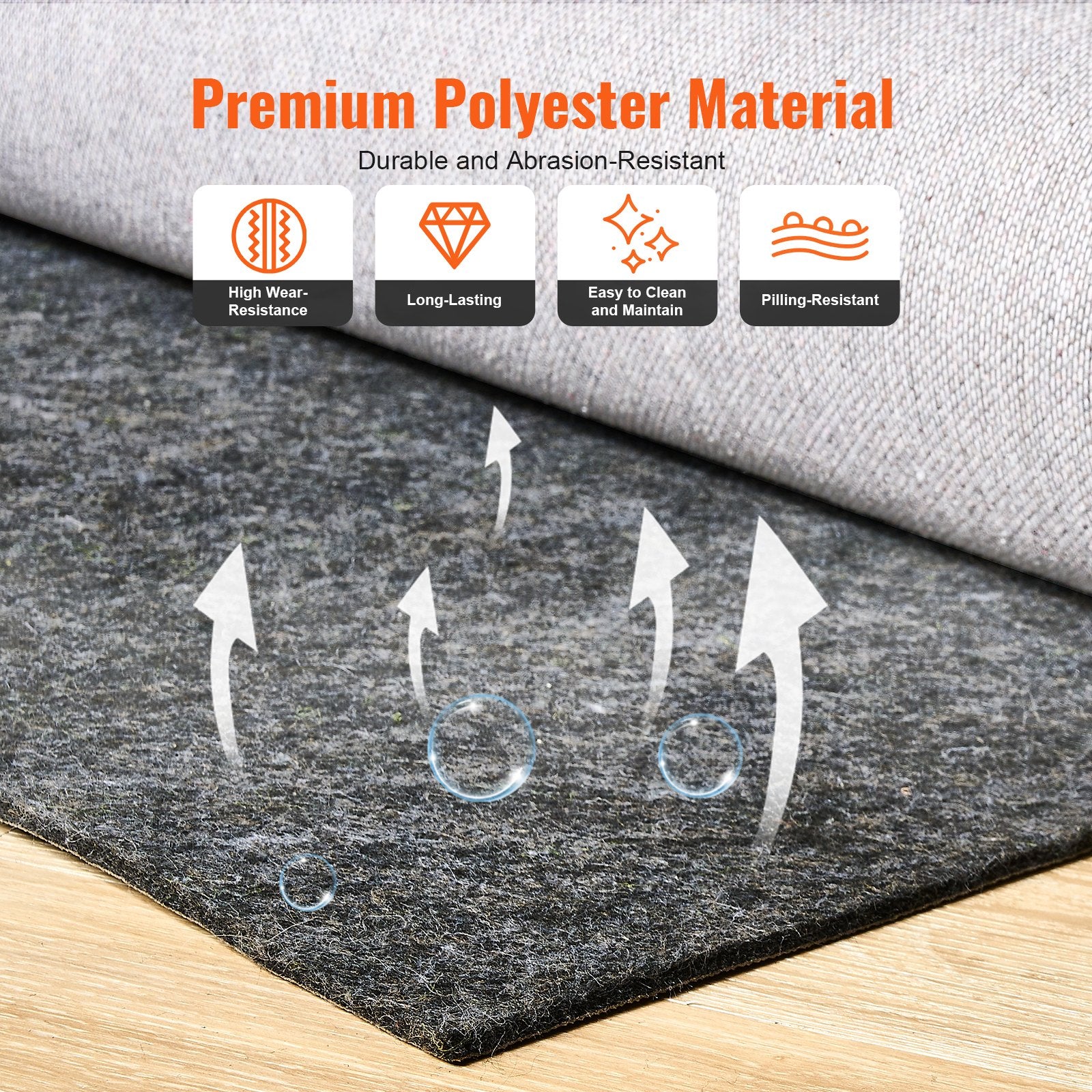 Floor Rugs: VEVOR Rug Pad Gripper 8' x 10' Protective Carpet Pad 0.24" Thick for All Floors