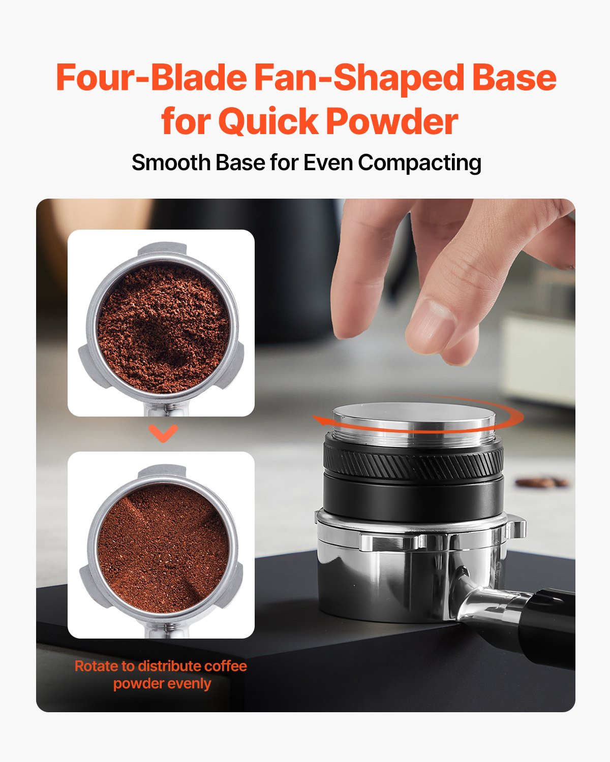 53mm Coffee Distributor 2-in-1 Adjustable Espresso Distributor for Home