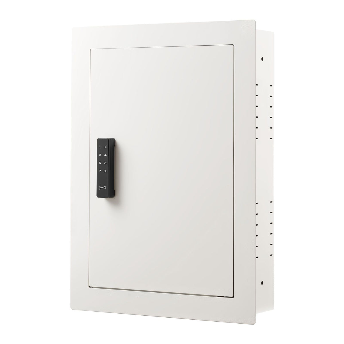 0.83 sq.ft Wall Safe, 3-Tier Hidden Wall Safe with Password, Key & Turning Knob, Q235 Cold-Rolled Steel In-Wall Box with Adjustable Shelves & Mounting Holes for Money, Jewelry, Passport, White