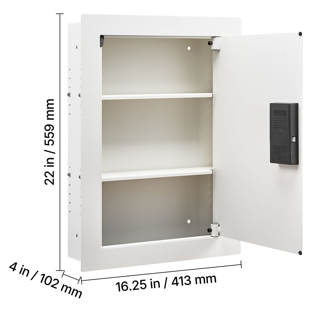 0.83 sq.ft Wall Safe, 3-Tier Hidden Wall Safe with Password, Key & Turning Knob, Q235 Cold-Rolled Steel In-Wall Box with Adjustable Shelves & Mounting Holes for Money, Jewelry, Passport, White