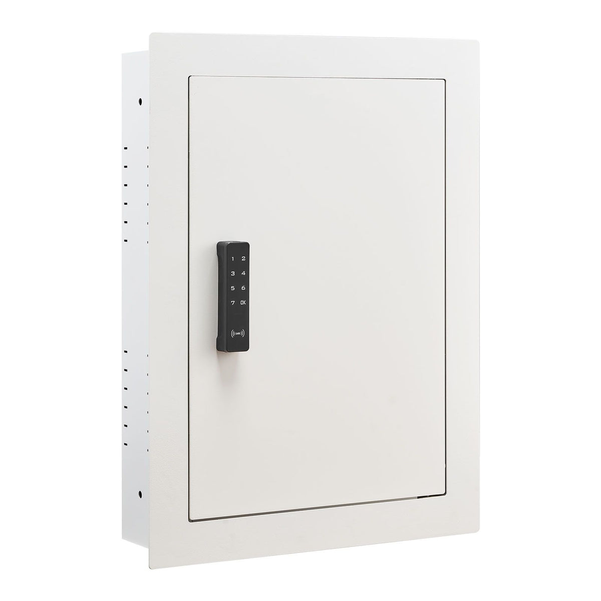 0.83 sq.ft Wall Safe, 3-Tier Hidden Wall Safe with Password, Key & Turning Knob, Q235 Cold-Rolled Steel In-Wall Box with Adjustable Shelves & Mounting Holes for Money, Jewelry, Passport, White