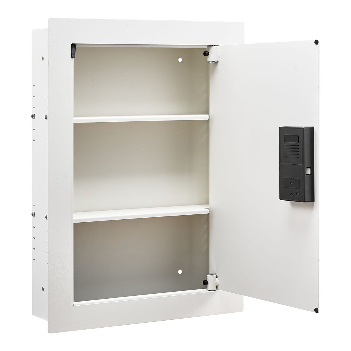 0.83 sq.ft Wall Safe, 3-Tier Hidden Wall Safe with Password, Key & Turning Knob, Q235 Cold-Rolled Steel In-Wall Box with Adjustable Shelves & Mounting Holes for Money, Jewelry, Passport, White