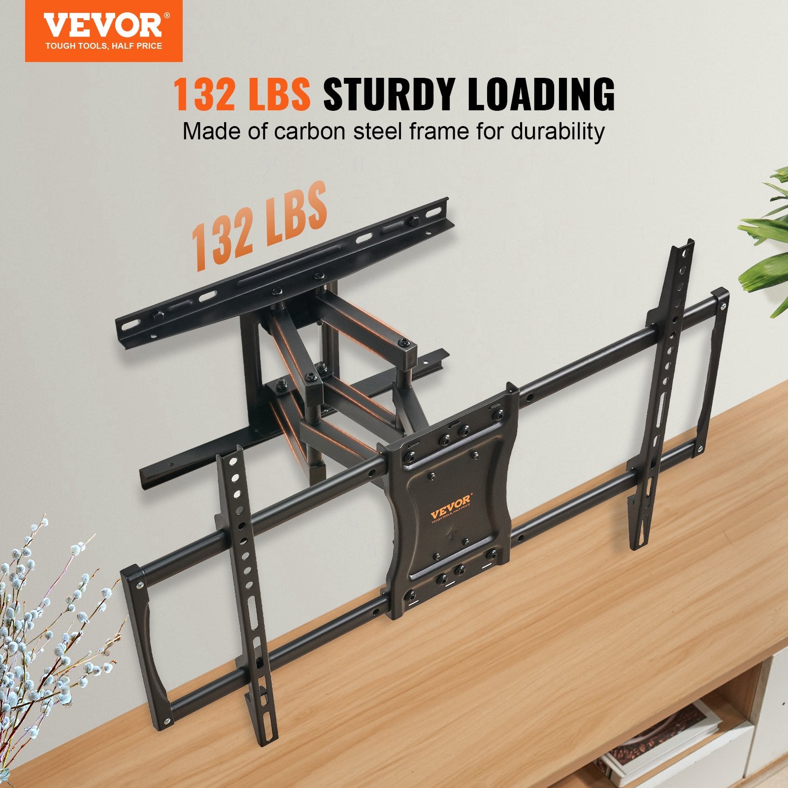 TVs & Accessories: VEVOR Full Motion TV Mount Fits for Most 37-75 inch TVs, Swivel Tilt Horizontal Adjustment TV Wall Mount Bracket with 4 Articulating Arms, Max VESA 600x400mm, Holds up to 132 lbs