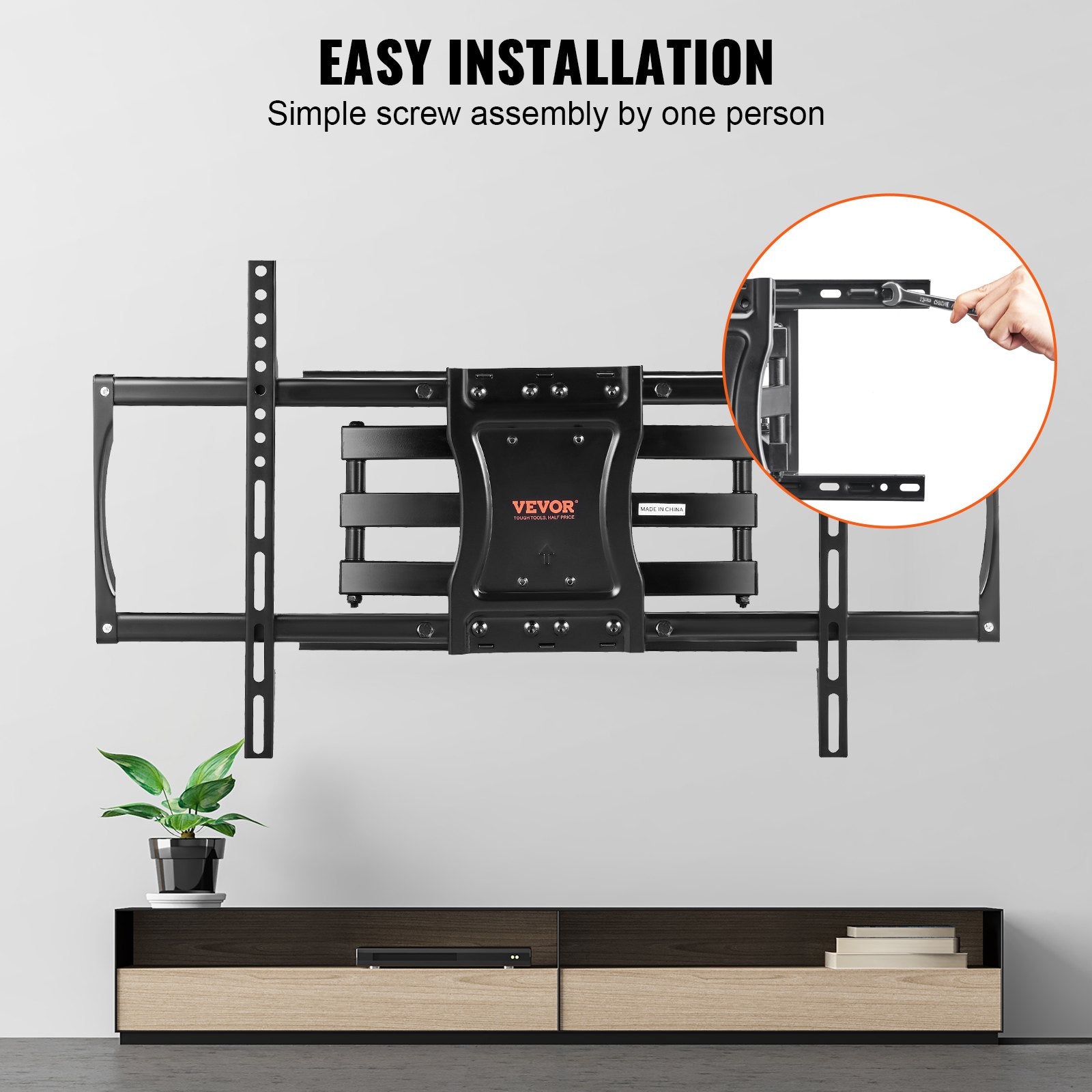 TVs & Accessories: VEVOR Full Motion TV Mount Fits for Most 37-75 inch TVs, Swivel Tilt Horizontal Adjustment TV Wall Mount Bracket with 4 Articulating Arms, Max VESA 600x400mm, Holds up to 132 lbs