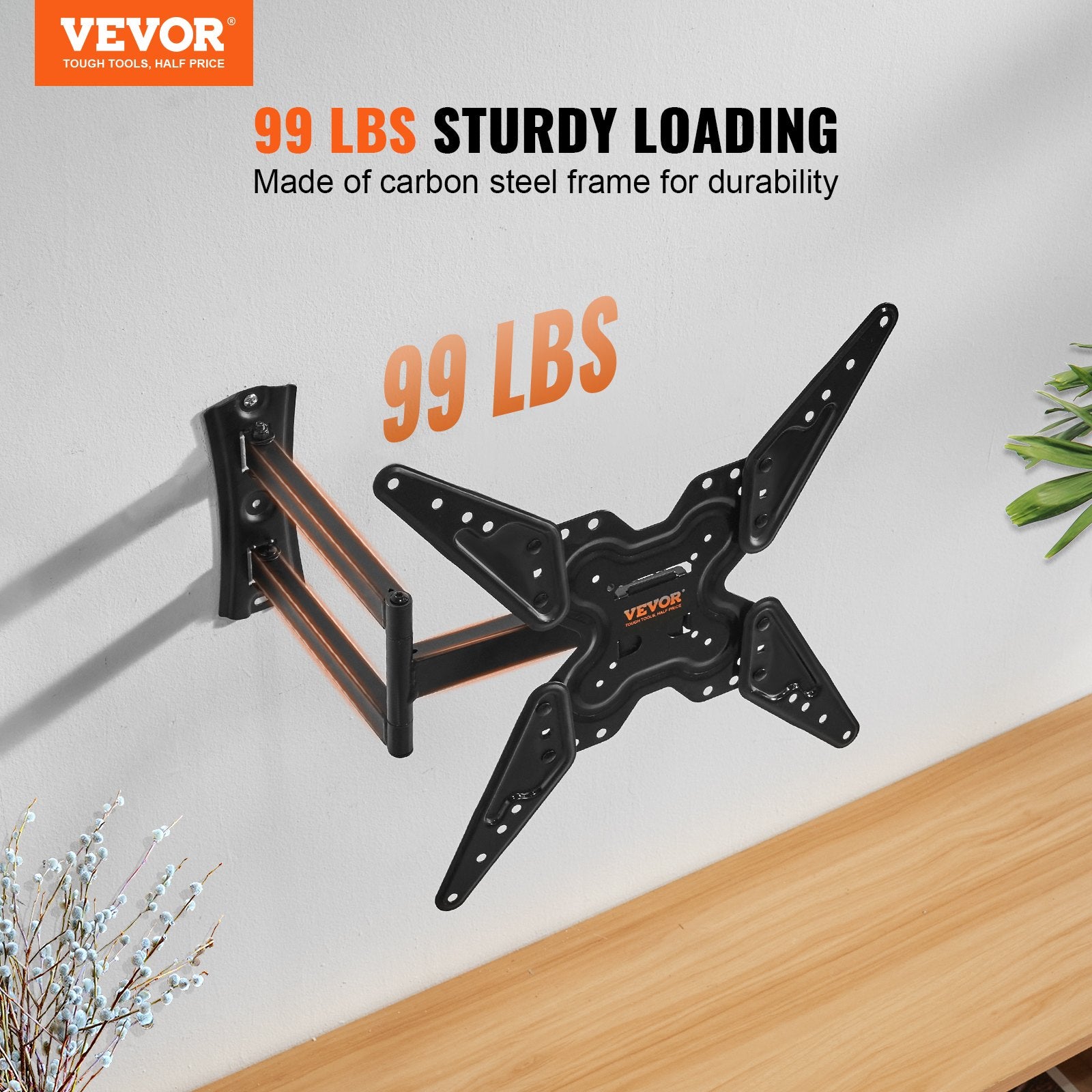 Gym Equipment & Accessories: VEVOR Full Motion TV Mount Fits for Most 26-55 inch TVs, Swivel Tilt Horizontal Adjustment TV Wall Mount Bracket with Articulating Arm, Max VESA 400x400mm , Holds up to 99 lbs