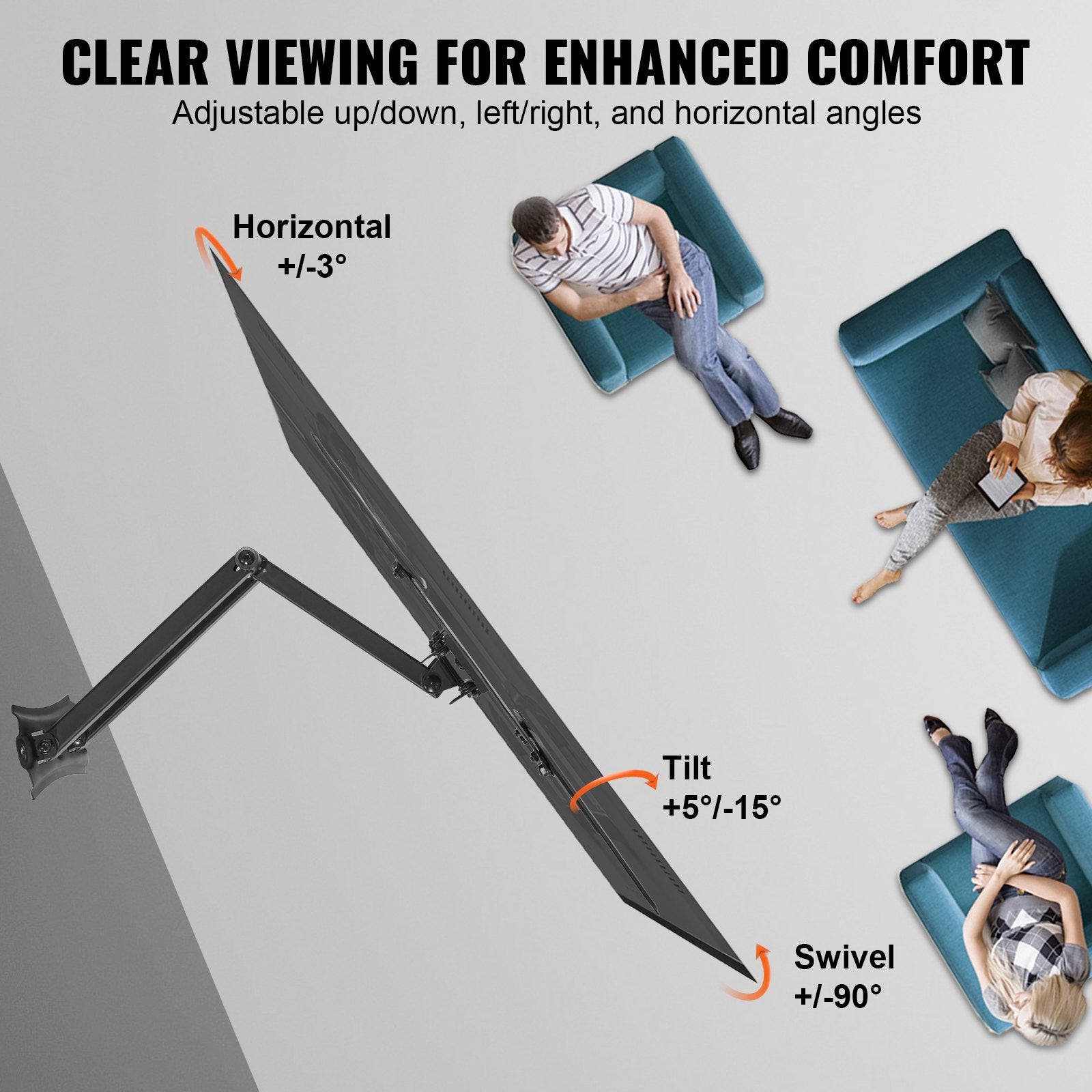 Gym Equipment & Accessories: VEVOR Full Motion TV Mount Fits for Most 26-55 inch TVs, Swivel Tilt Horizontal Adjustment TV Wall Mount Bracket with Articulating Arm, Max VESA 400x400mm , Holds up to 99 lbs