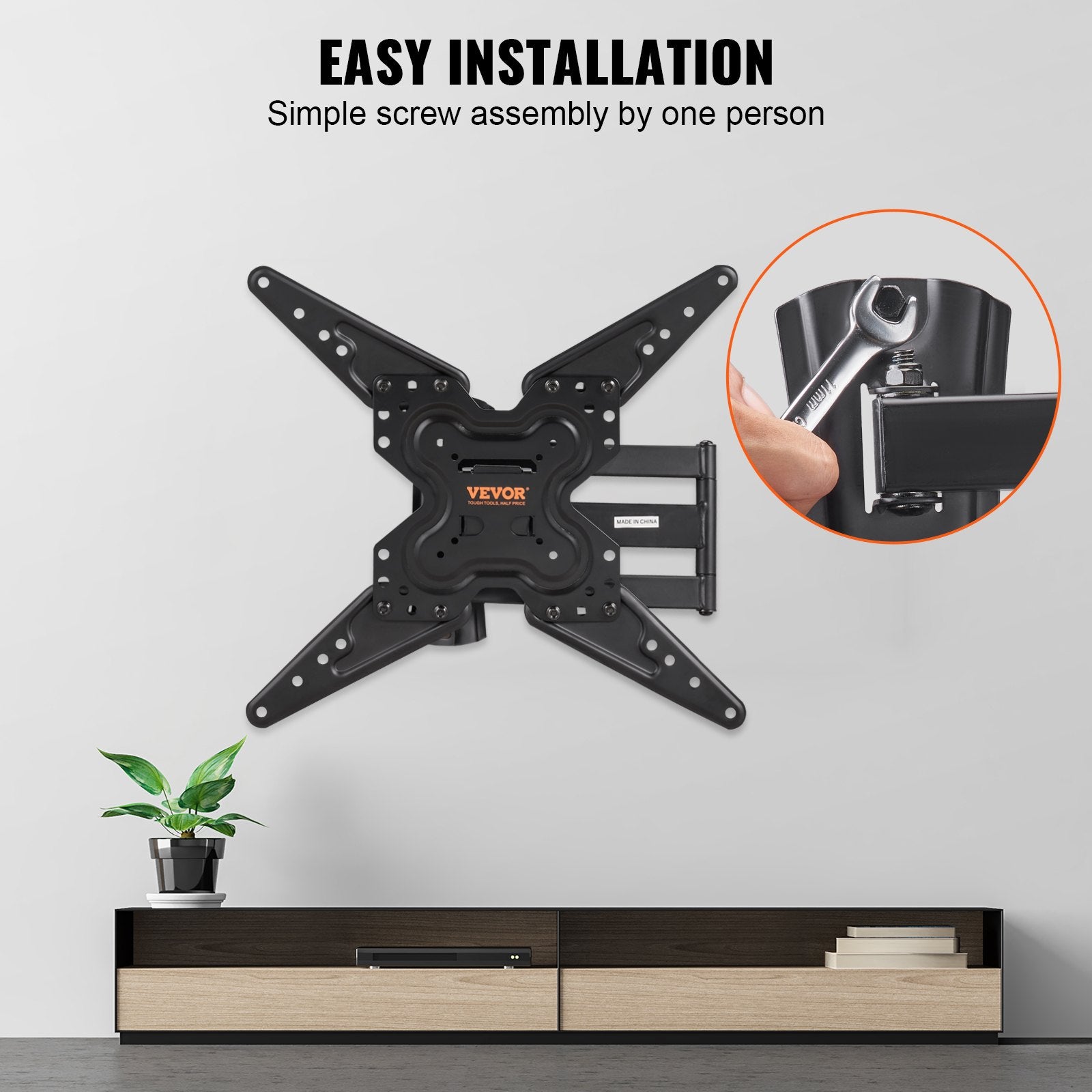 Gym Equipment & Accessories: VEVOR Full Motion TV Mount Fits for Most 26-55 inch TVs, Swivel Tilt Horizontal Adjustment TV Wall Mount Bracket with Articulating Arm, Max VESA 400x400mm , Holds up to 99 lbs
