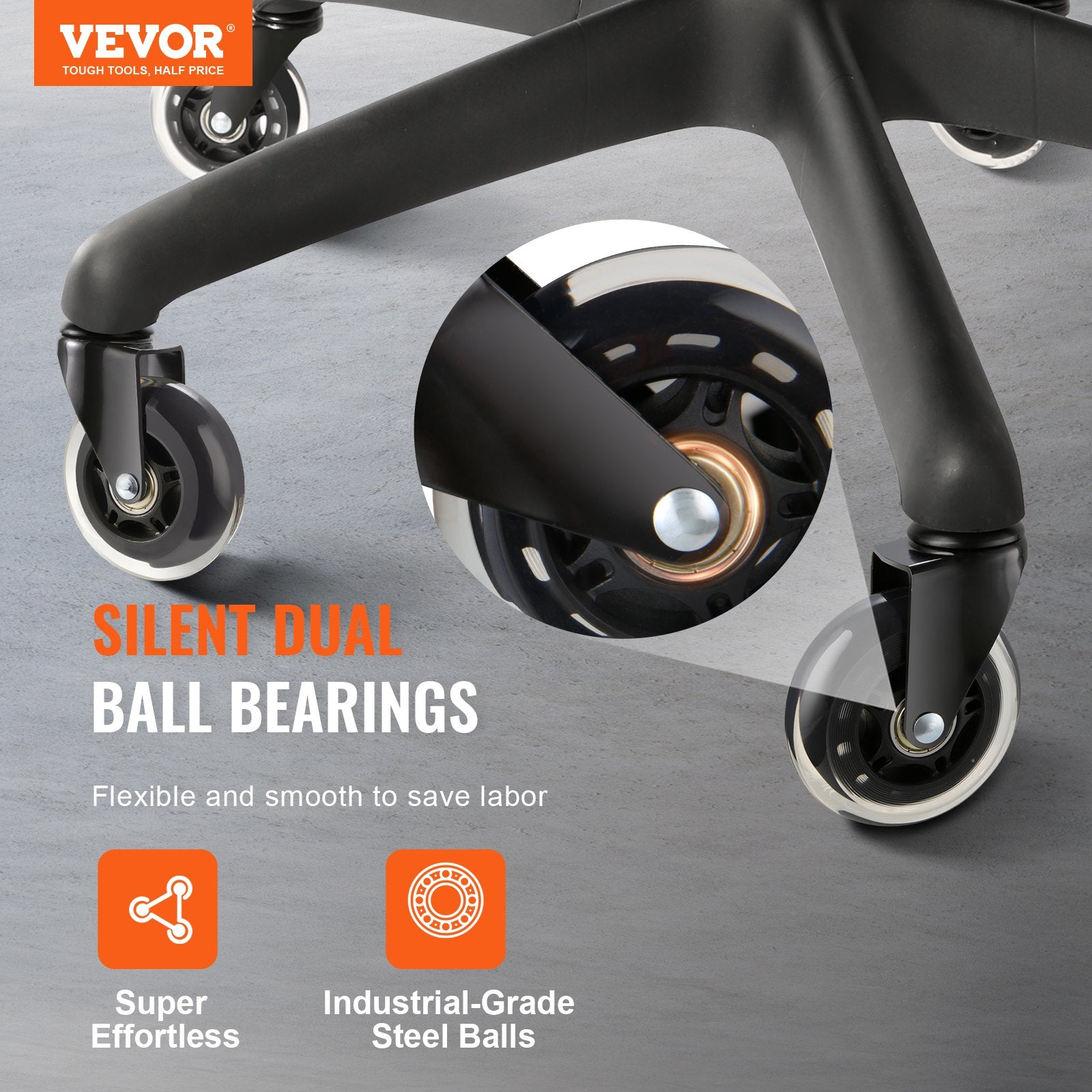 Table & Bar Stools: VEVOR Office Chair Wheels, Set of 5, 76.2 mm Caster Wheels Replacement for Hardwood Floors and Carpet, Heavy Duty Computer Gaming Desk Casters with 59 kg Load Capacity, Universal Fit for Most Chairs