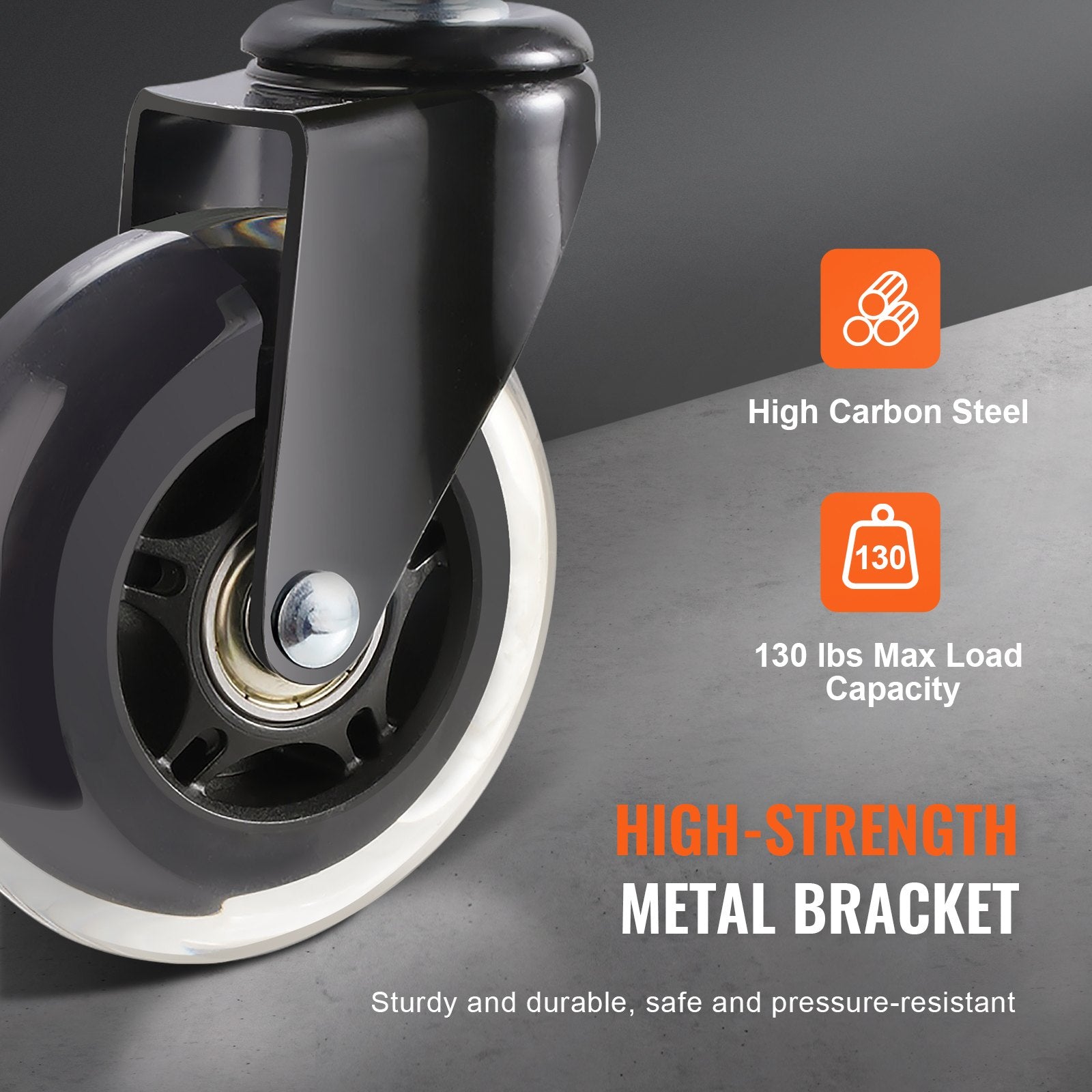Table & Bar Stools: VEVOR Office Chair Wheels, Set of 5, 76.2 mm Caster Wheels Replacement for Hardwood Floors and Carpet, Heavy Duty Computer Gaming Desk Casters with 59 kg Load Capacity, Universal Fit for Most Chairs