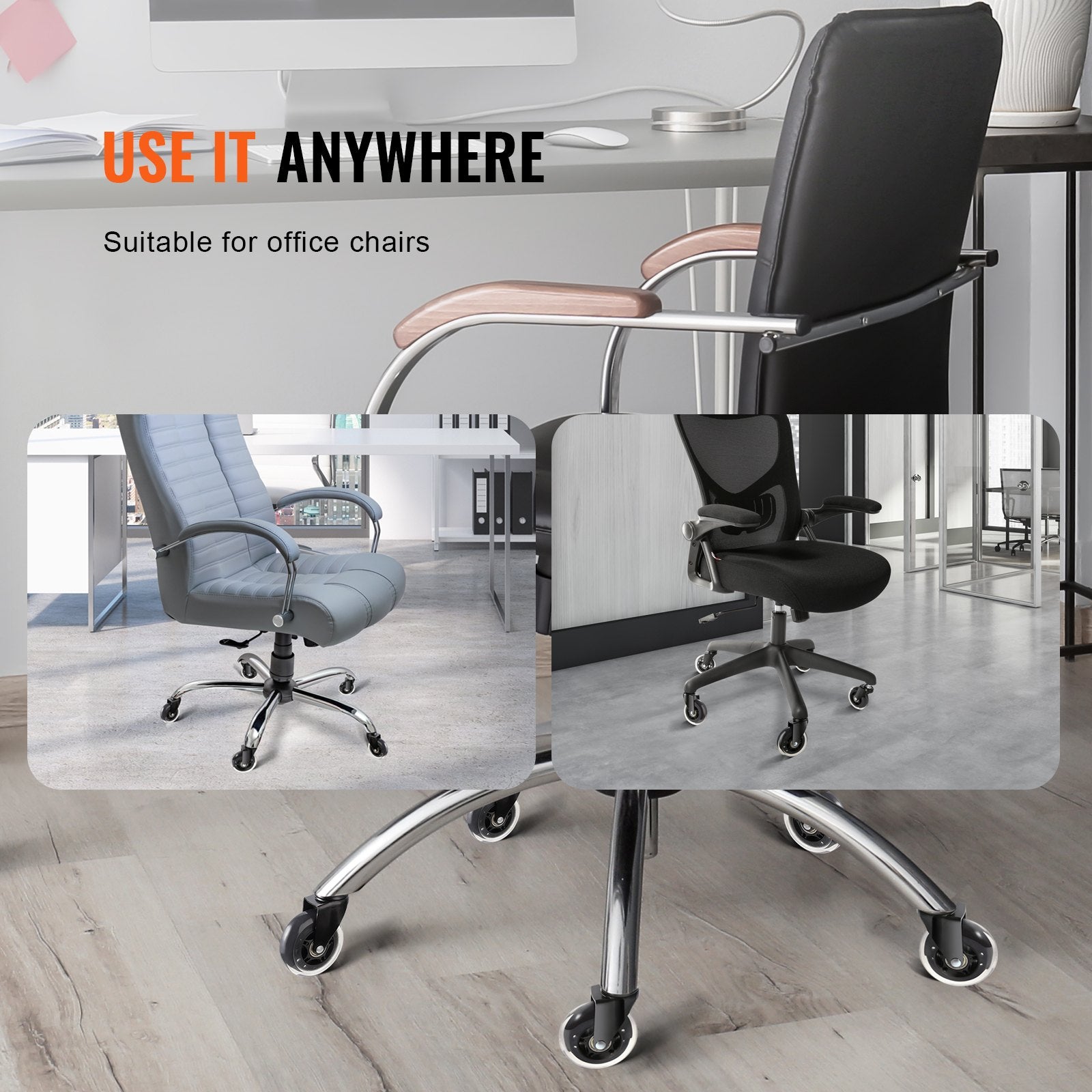 Table & Bar Stools: VEVOR Office Chair Wheels, Set of 5, 76.2 mm Caster Wheels Replacement for Hardwood Floors and Carpet, Heavy Duty Computer Gaming Desk Casters with 59 kg Load Capacity, Universal Fit for Most Chairs