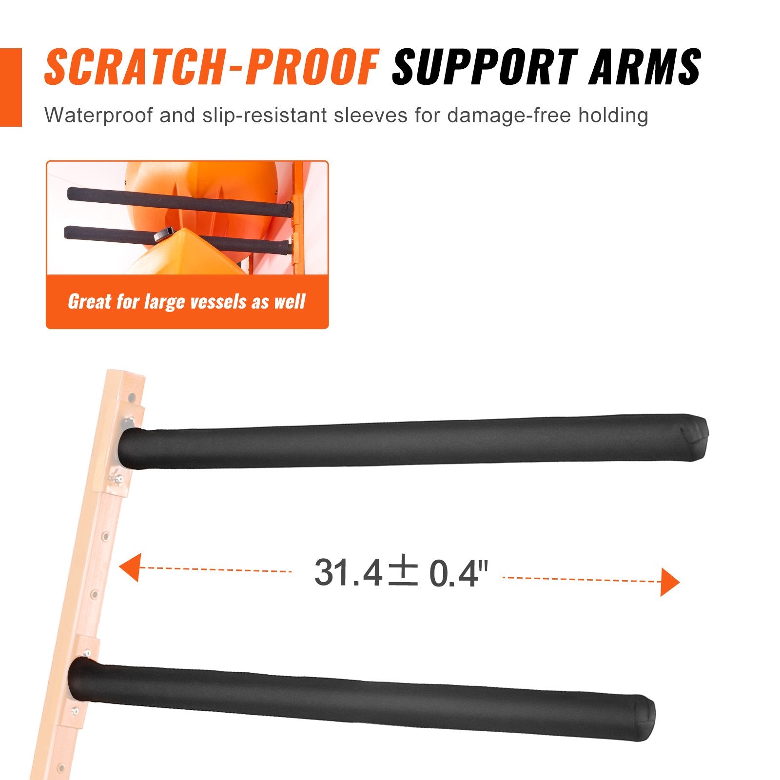 Wall Kayak Storage Rack, 4-Capacity Wall Mounted Kayak Holders for Kayak Canoe Paddle Board, Kayak Storage Hooks with Adjustable Padded Arms, 181.6 KG Load Kayak Hanger for Indoor Outdoor Garage