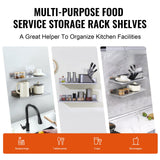 Wall Storage Racks: VEVOR 8.6" x 24" Stainless Steel Shelf, Wall Mounted Floating Shelving with Backsplash, 44 lbs Load Capacity Commercial Shelves, Heavy Duty Storage Rack for Restaurant, Kitchen, Bar, Home, and Hotel (2 Packs)