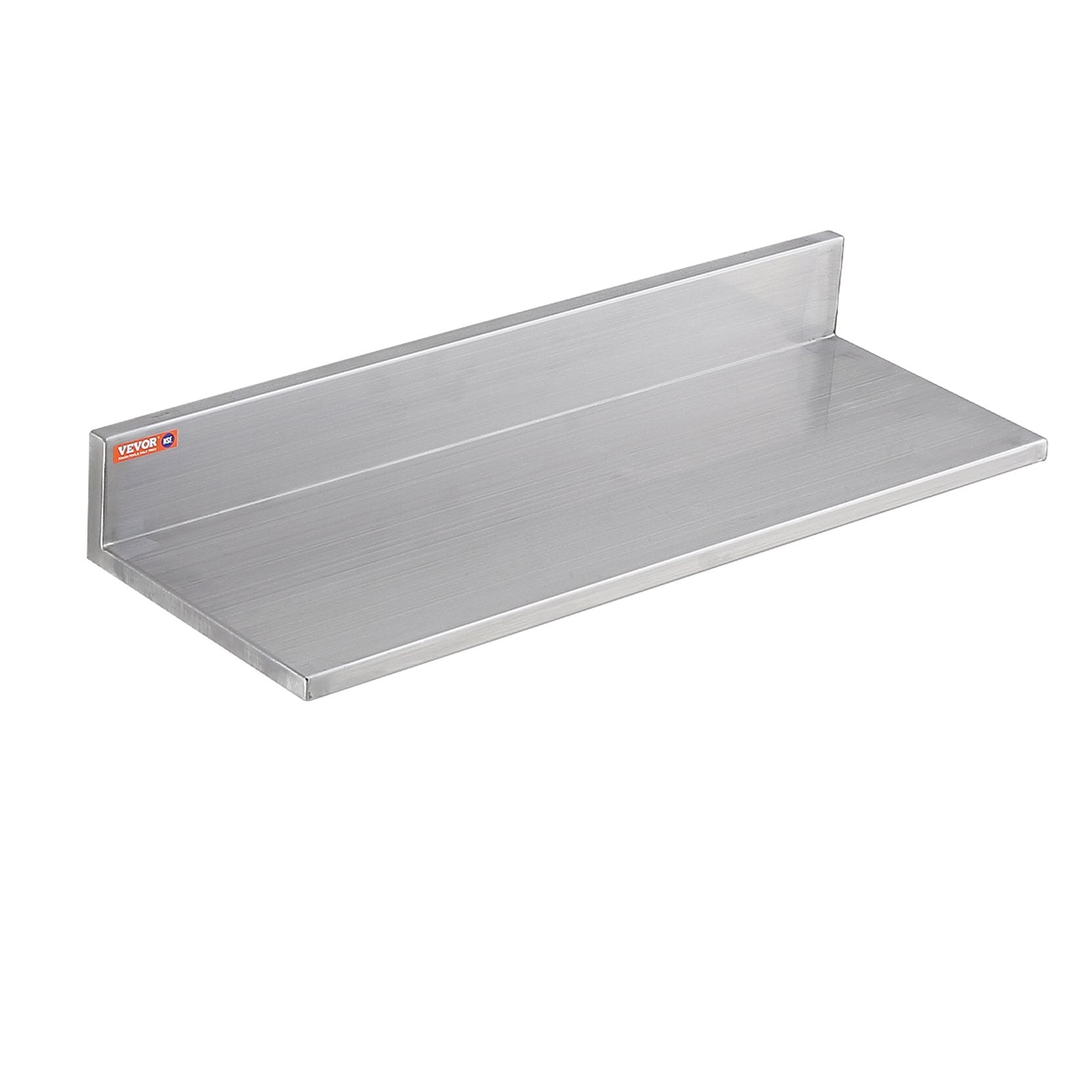 Wall Storage Racks: VEVOR 8.6" x 24" Stainless Steel Shelf, Wall Mounted Floating Shelving with Backsplash, 44 lbs Load Capacity Commercial Shelves, Heavy Duty Storage Rack for Restaurant, Kitchen, Bar, Home, and Hotel (2 Packs)